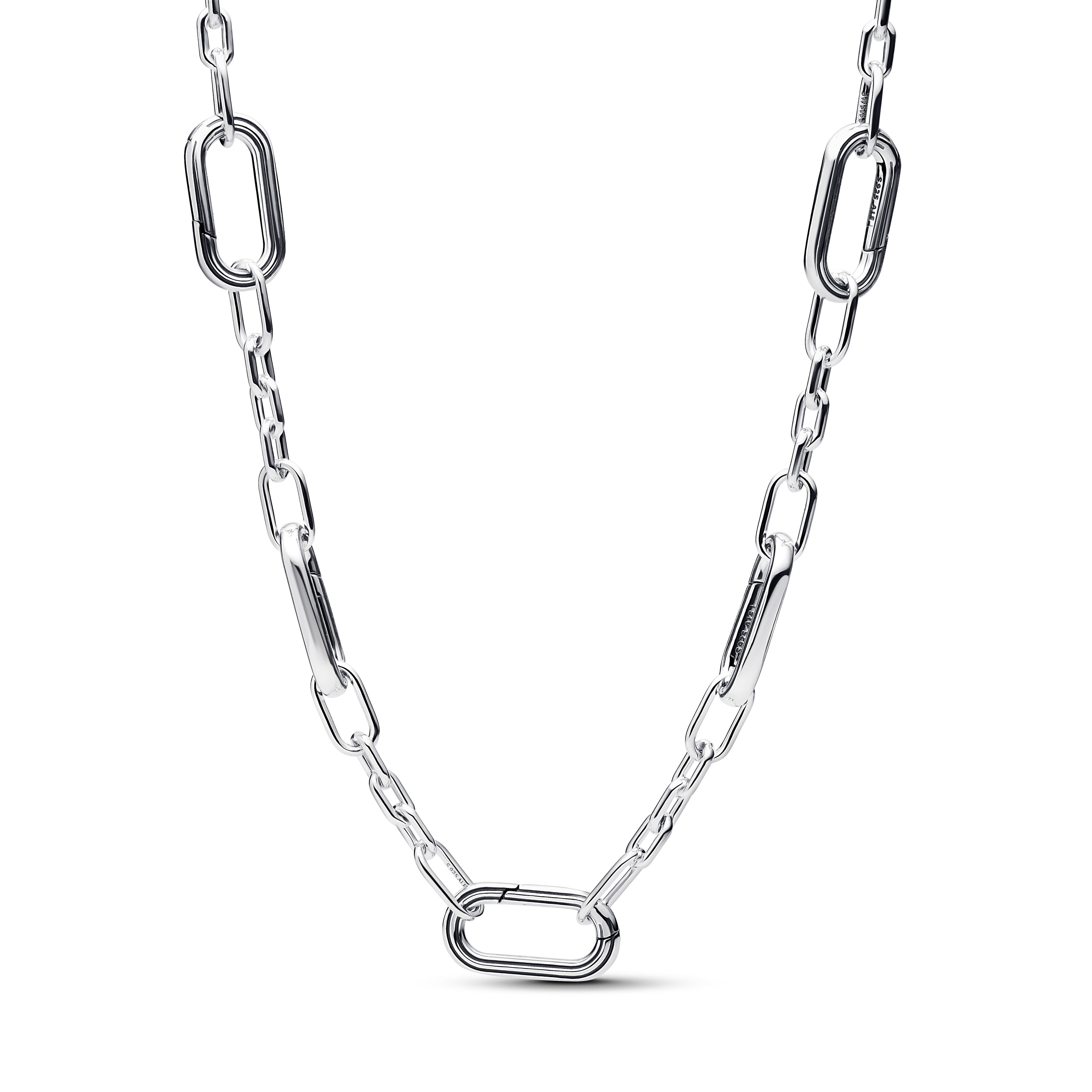 Sterling Silver Small-Link Necklace With Five Openable Links