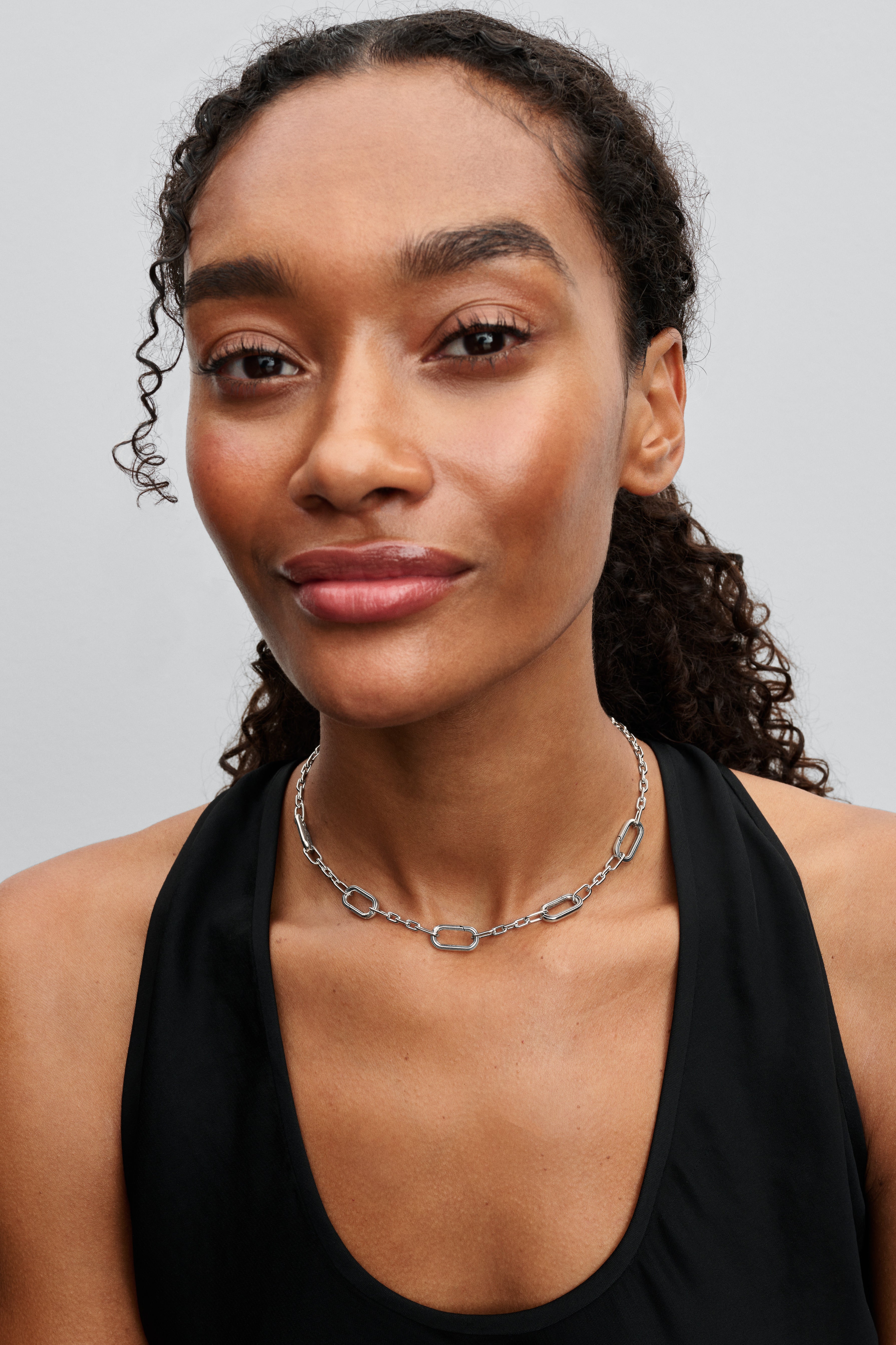 Sterling Silver Small-Link Necklace With Five Openable Links