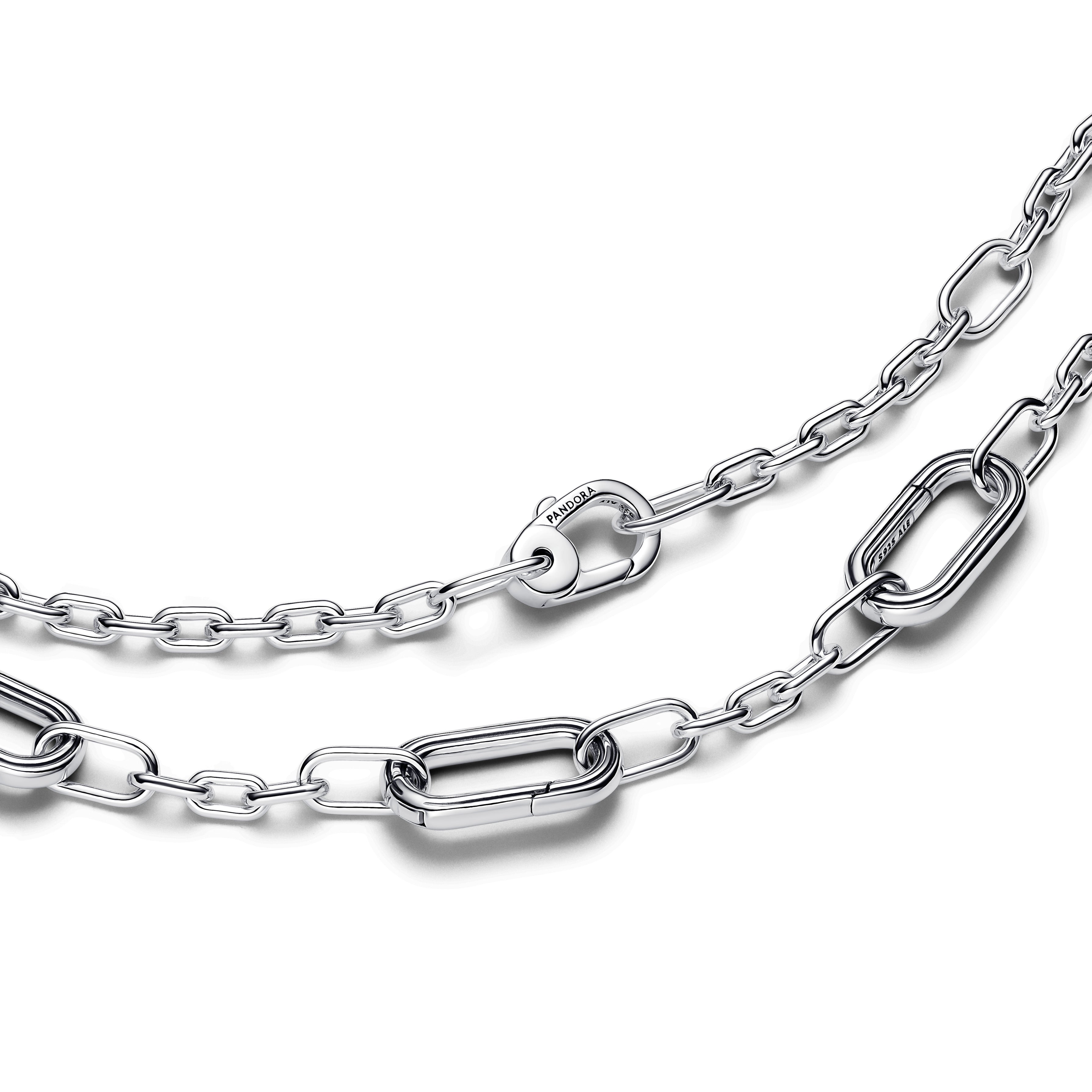Sterling Silver Small-Link Necklace With Five Openable Links