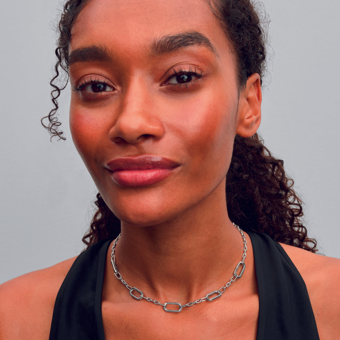 Sterling Silver Small-Link Necklace With Five Openable Links