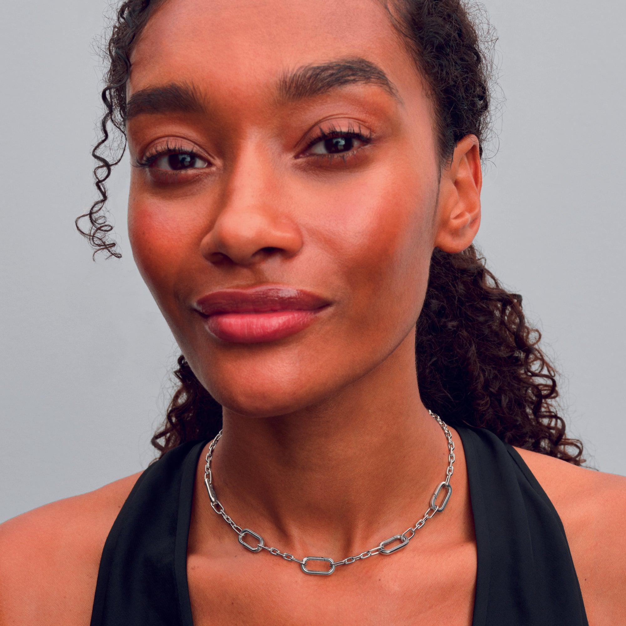 Sterling Silver Small-Link Necklace With Five Openable Links