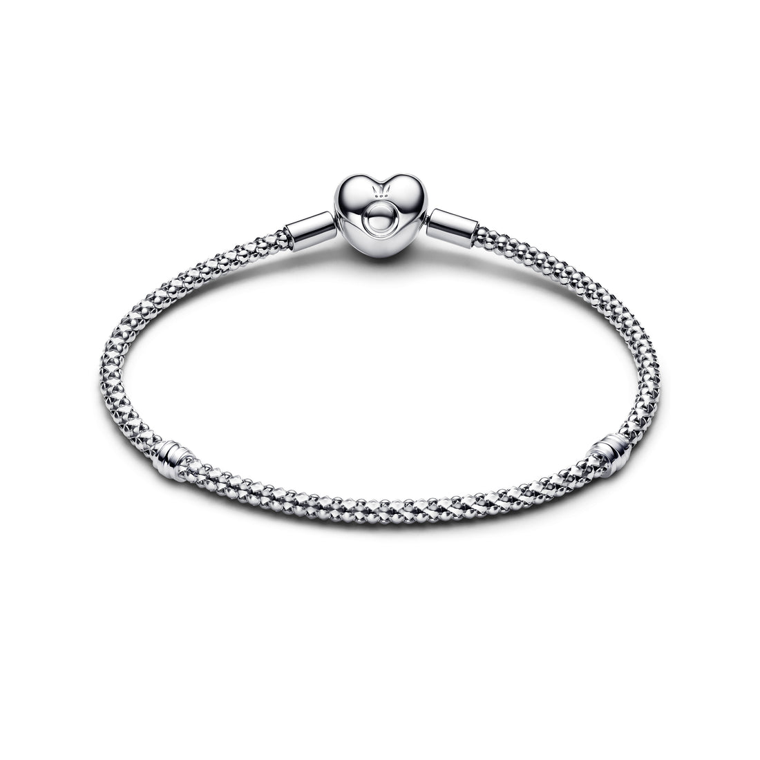 Sterling Silver Studded Chain Bracelet With Heart Clasp