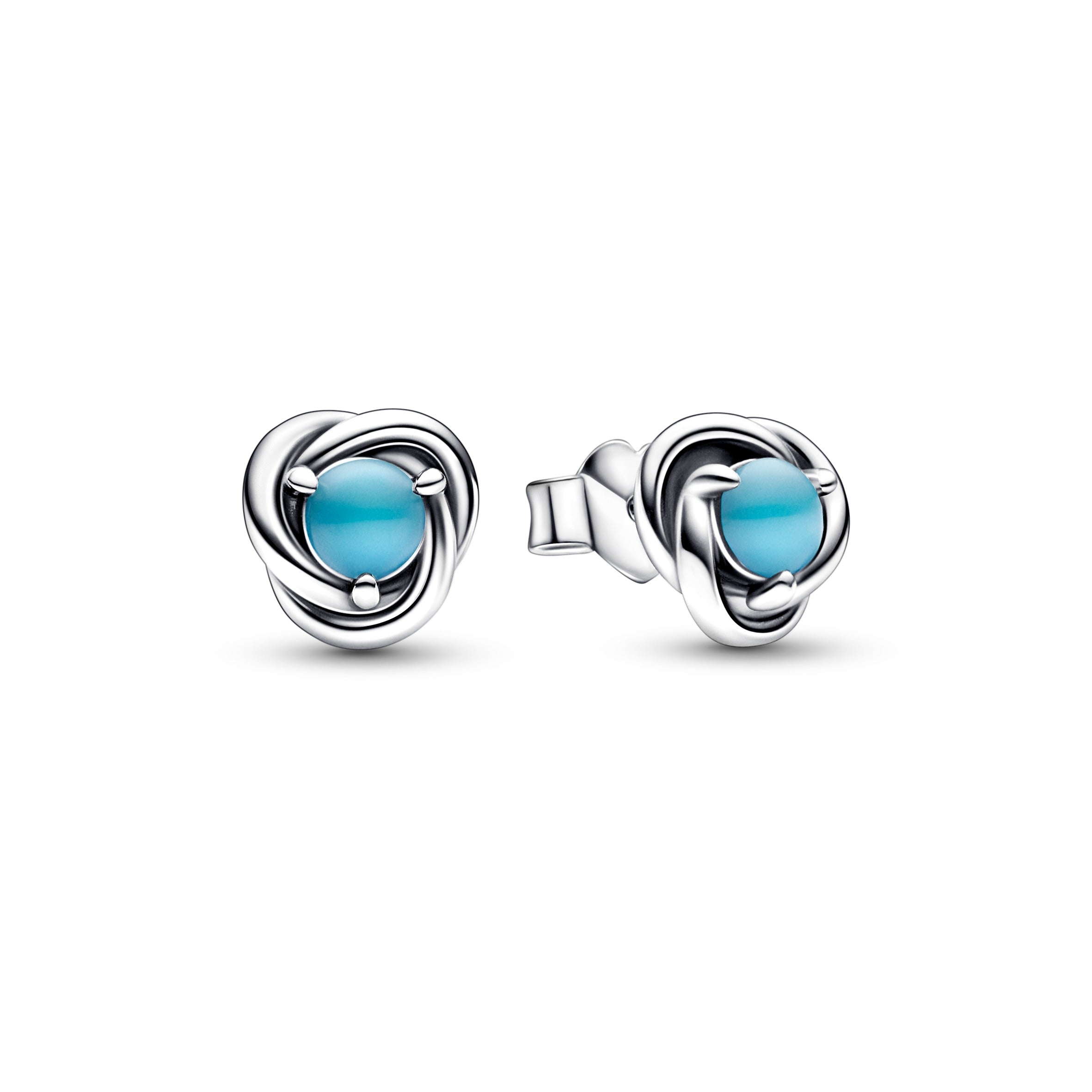 Sterling Silver Stud Earrings With Capri Blue Crystal