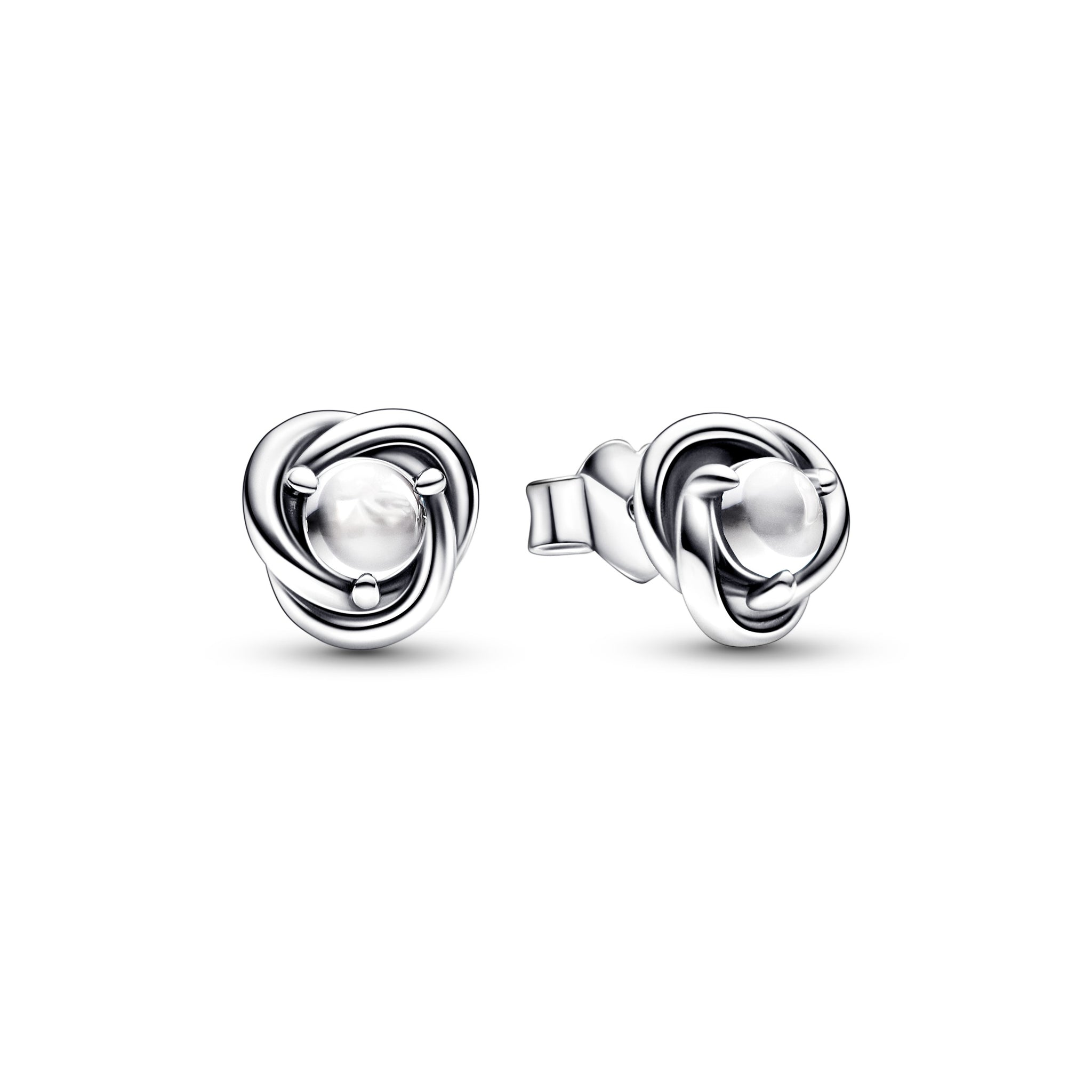 Sterling Silver Stud Earrings With Clear Cubic Zirconia