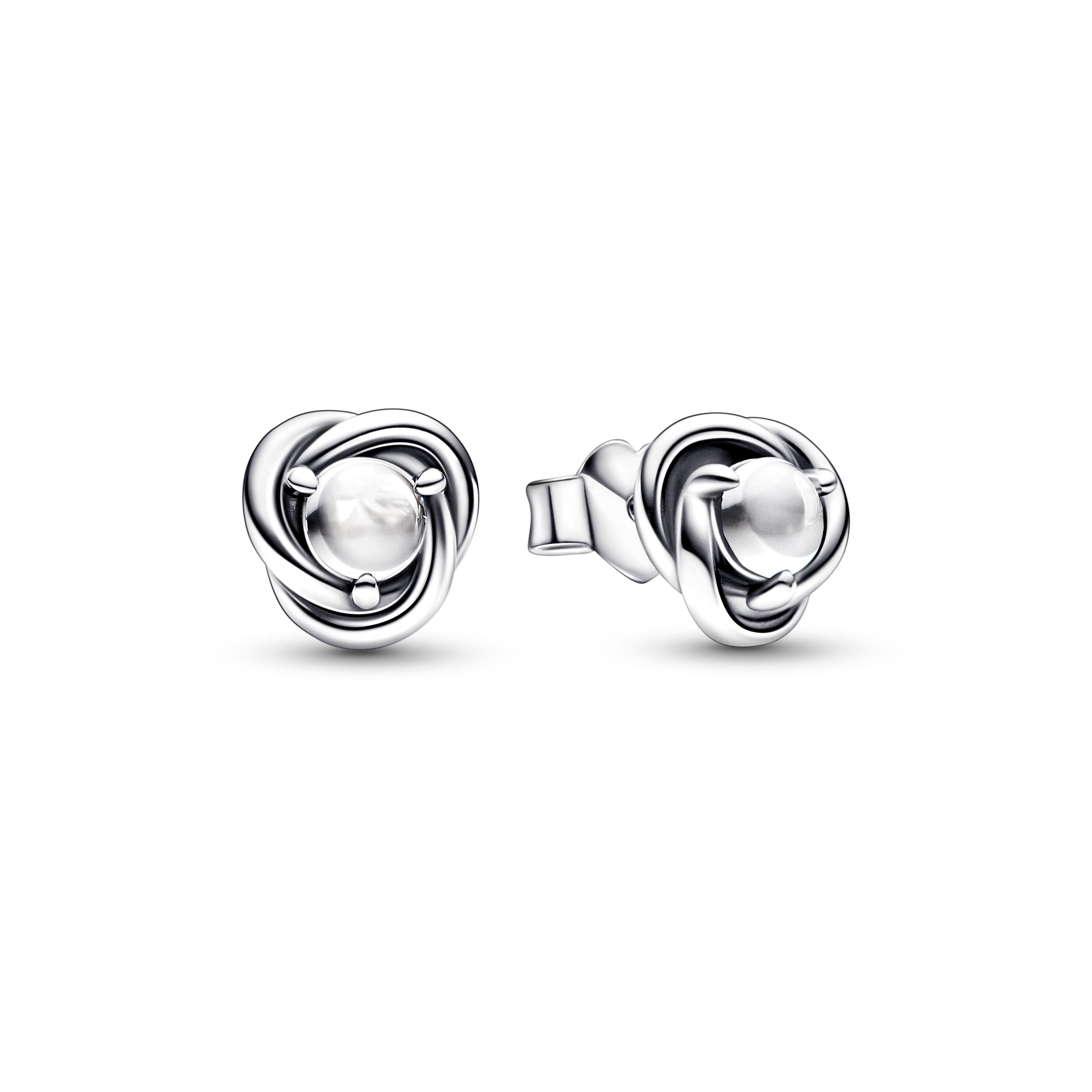 Sterling Silver Stud Earrings With Clear Cubic Zirconia
