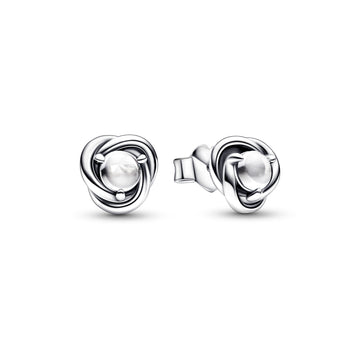 Sterling Silver Stud Earrings With Clear Cubic Zirconia