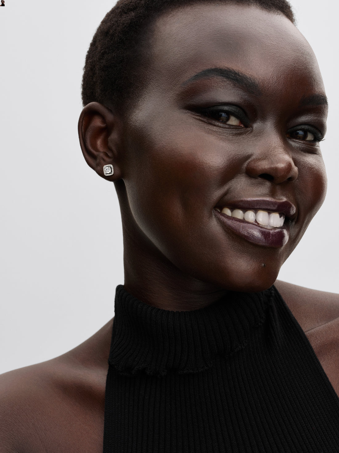 Sterling Silver Stud Earrings With Clear Cubic Zirconia