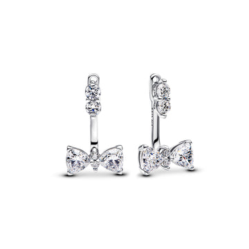Sterling Silver Stud Earrings With Clear Cubic Zirconia And Detachable Earring Jackets