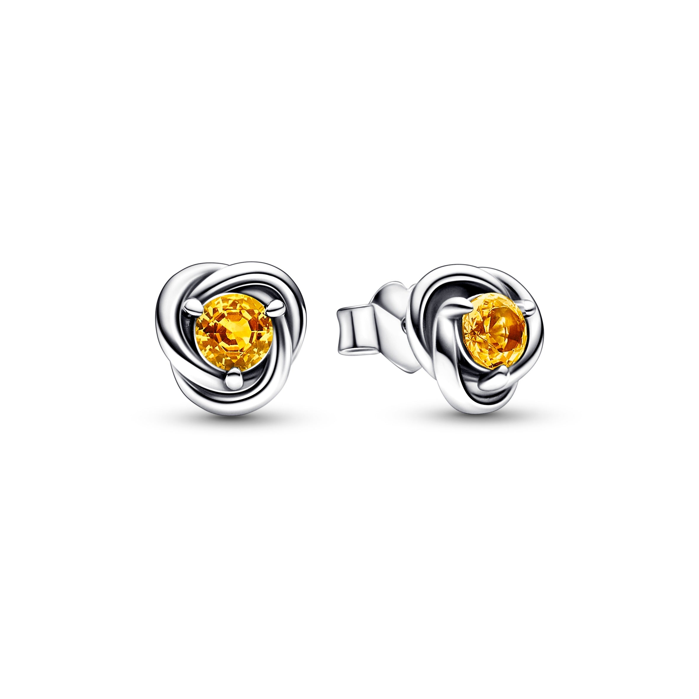Sterling Silver Stud Earrings With Honey Coloured Crystal