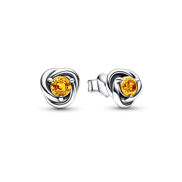 Sterling Silver Stud Earrings With Honey Coloured Crystal