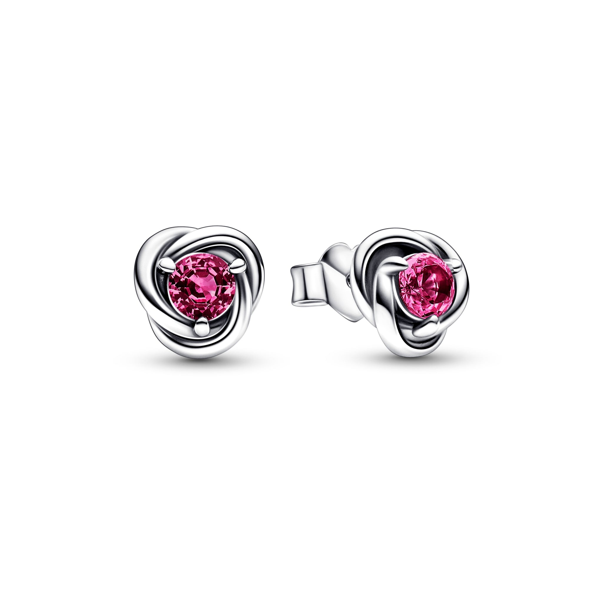 Sterling Silver Stud Earrings With Phlox Pink Crystal