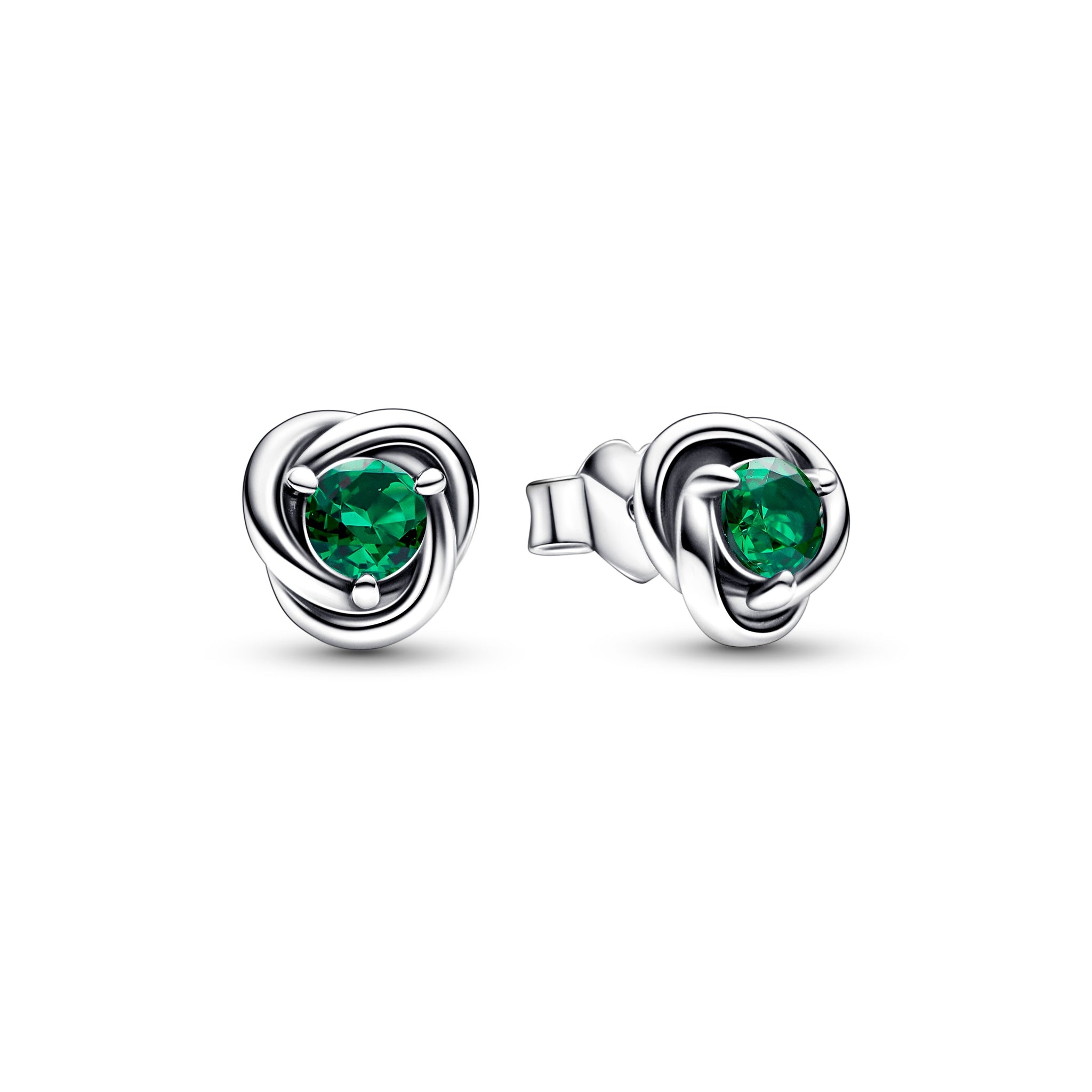 Sterling Silver Stud Earrings With Royal Green Crystal