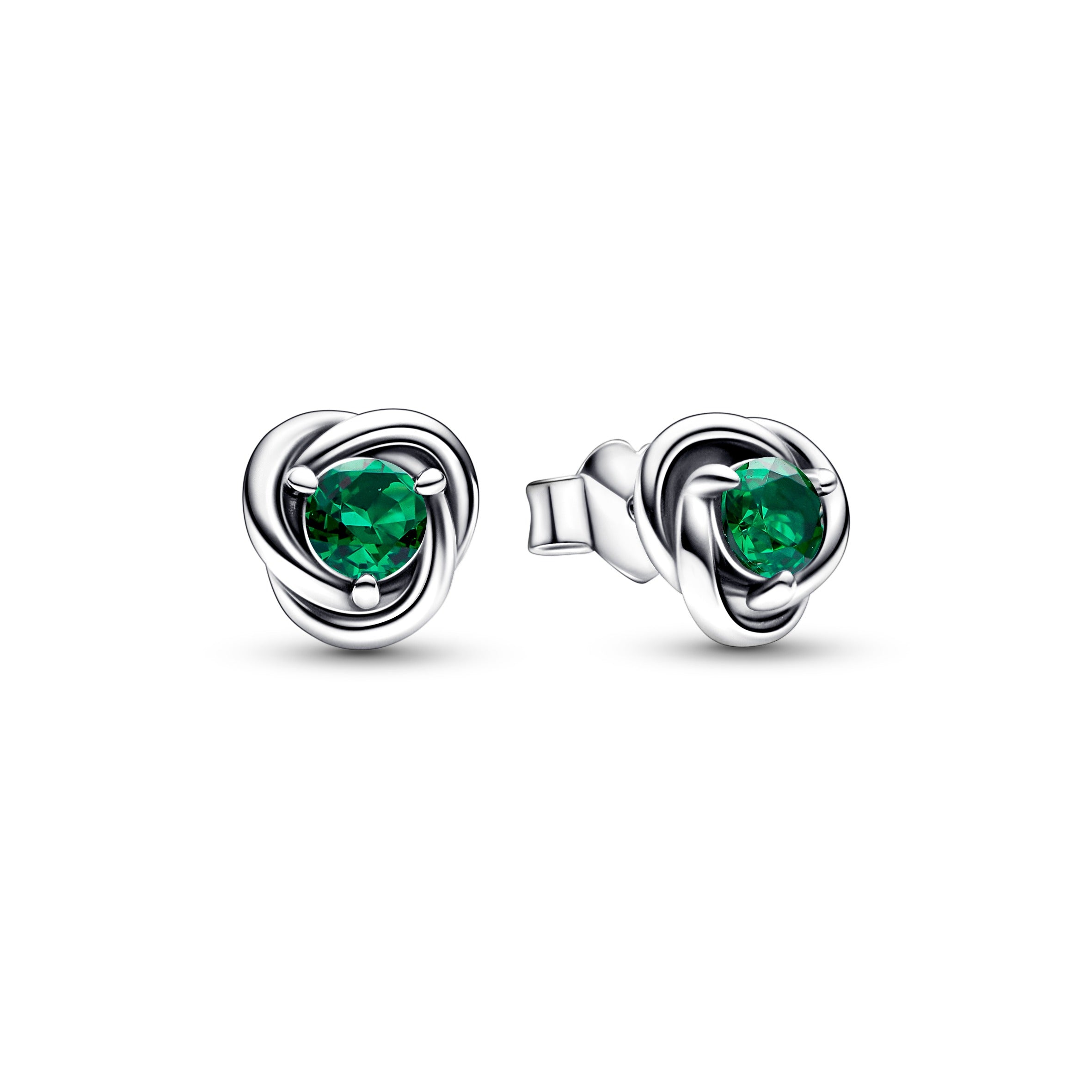 Sterling Silver Stud Earrings With Royal Green Crystal