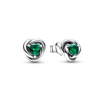 Sterling Silver Stud Earrings With Royal Green Crystal