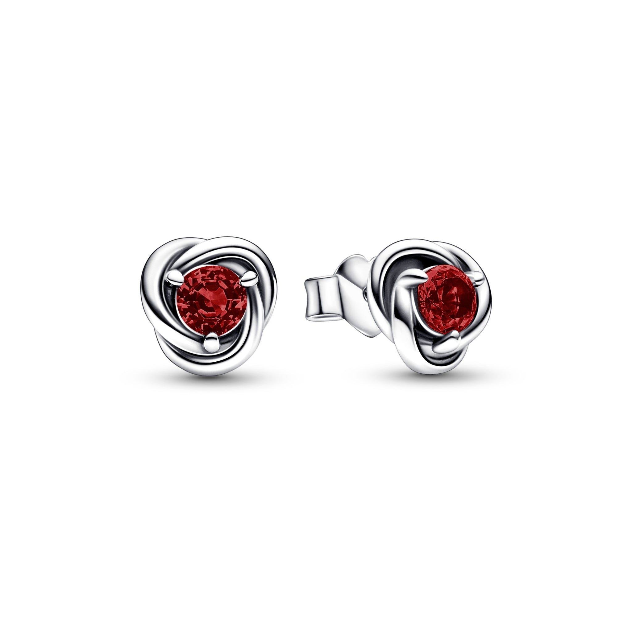 Sterling Silver Stud Earrings With Salsa Red Crystal