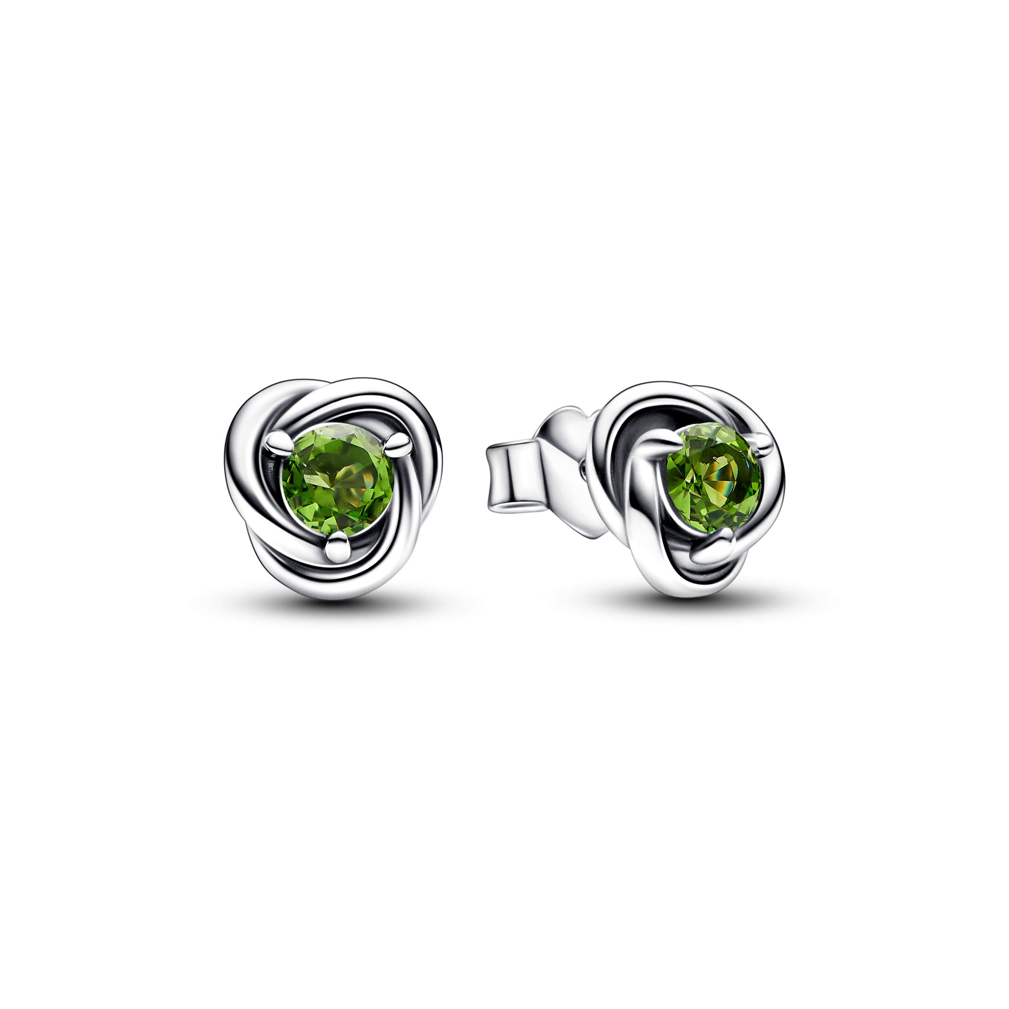Sterling Silver Stud Earrings With Spring Green Crystal