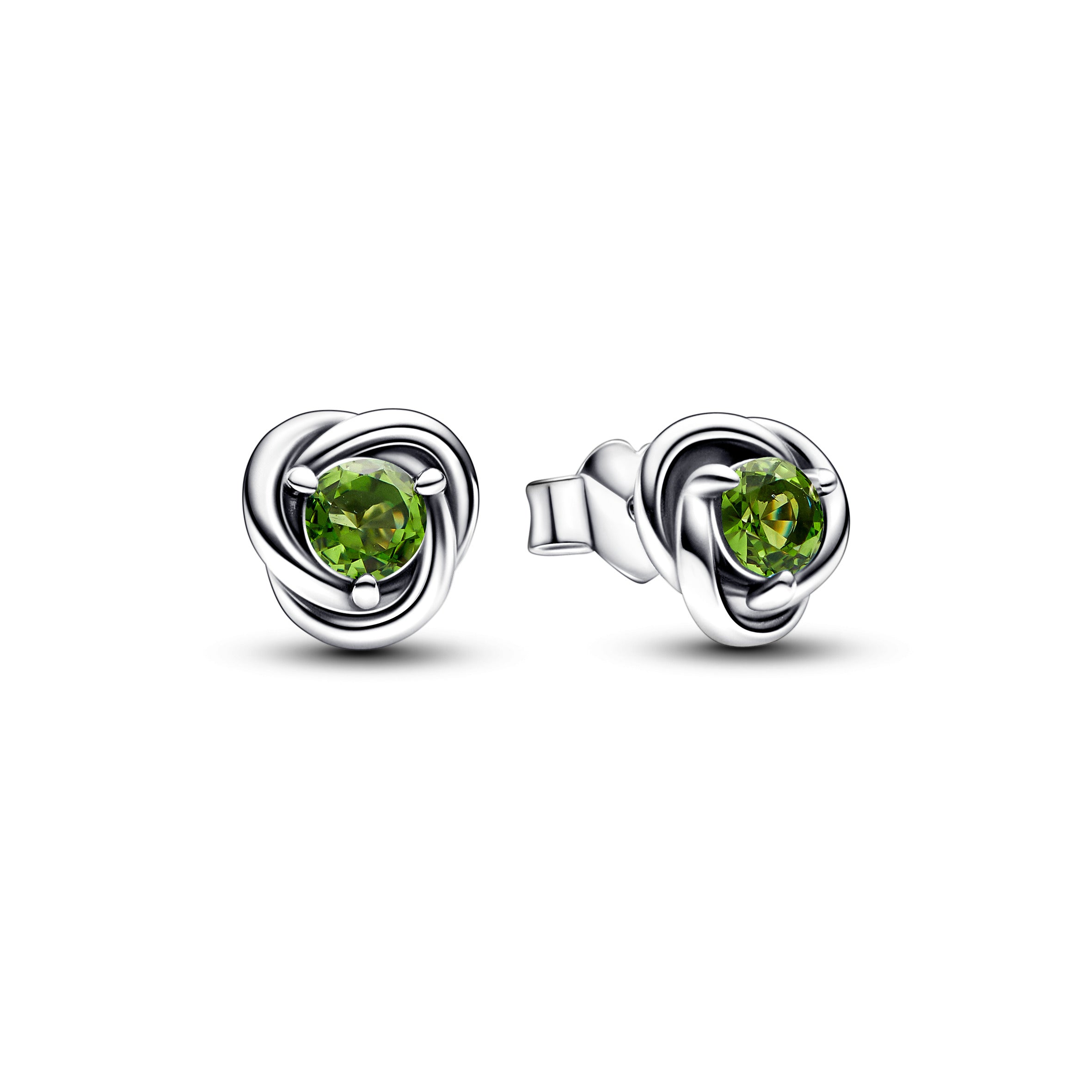 Sterling Silver Stud Earrings With Spring Green Crystal