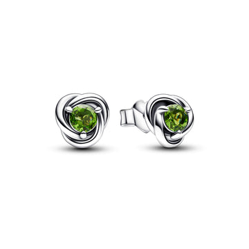 Sterling Silver Stud Earrings With Spring Green Crystal