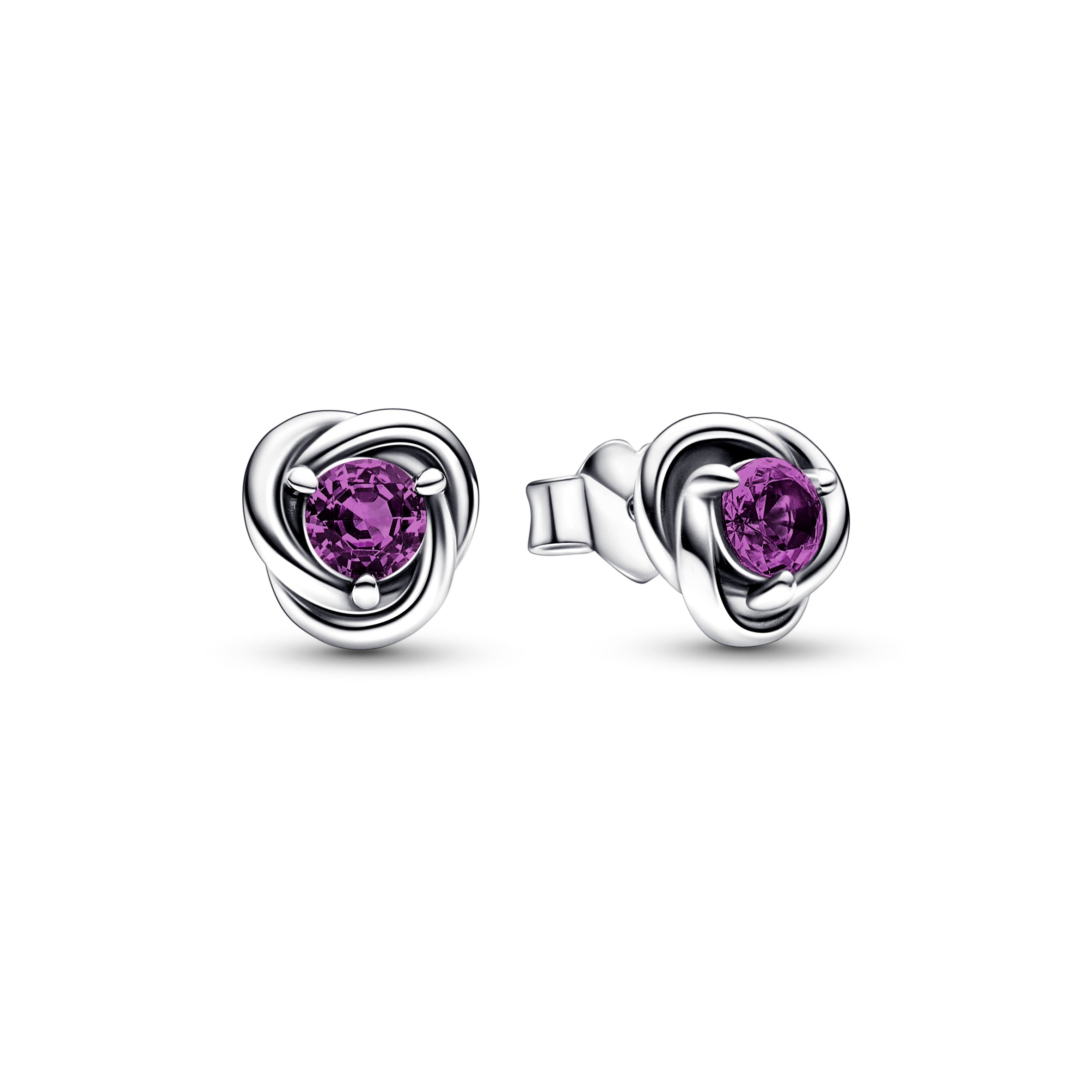 Sterling Silver Stud Earrings With Sweet Grape Purple Crystal