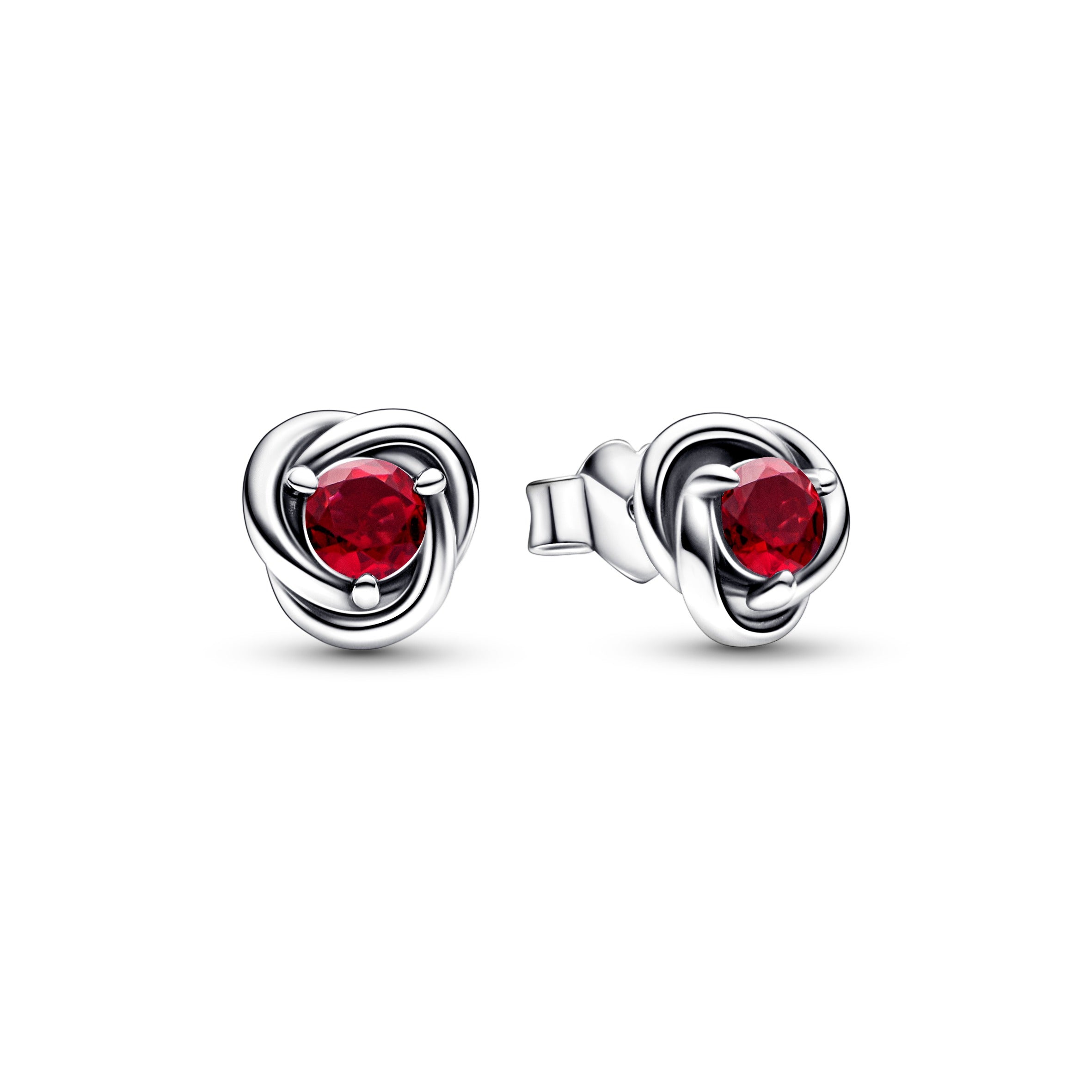 Sterling Silver Stud Earrings With True Red Crystal