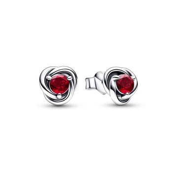 Sterling Silver Stud Earrings With True Red Crystal