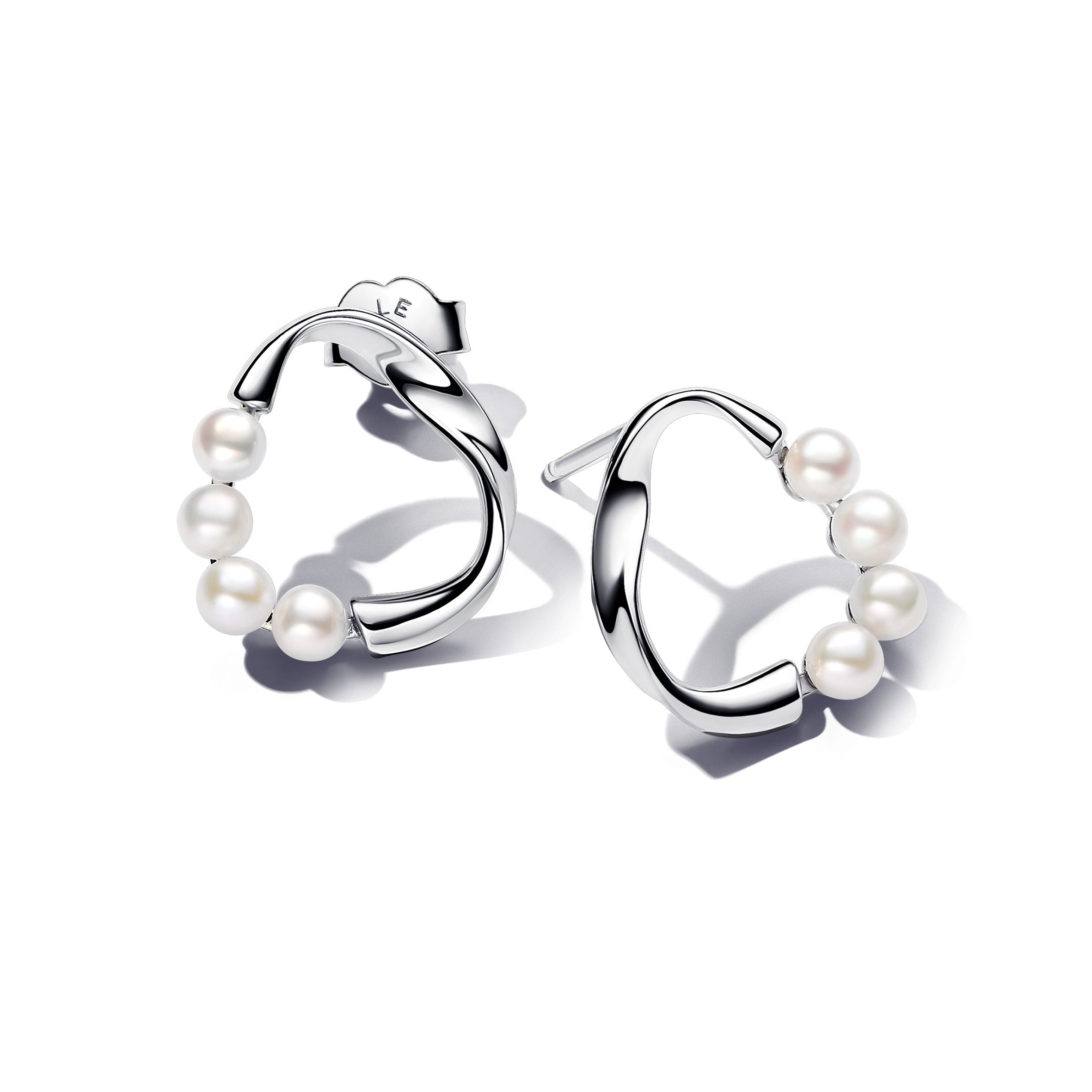 Sterling Silver Stud Earrings With White Treated Freshwater Cultured Pearl