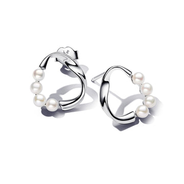 Sterling Silver Stud Earrings With White Treated Freshwater Cultured Pearl