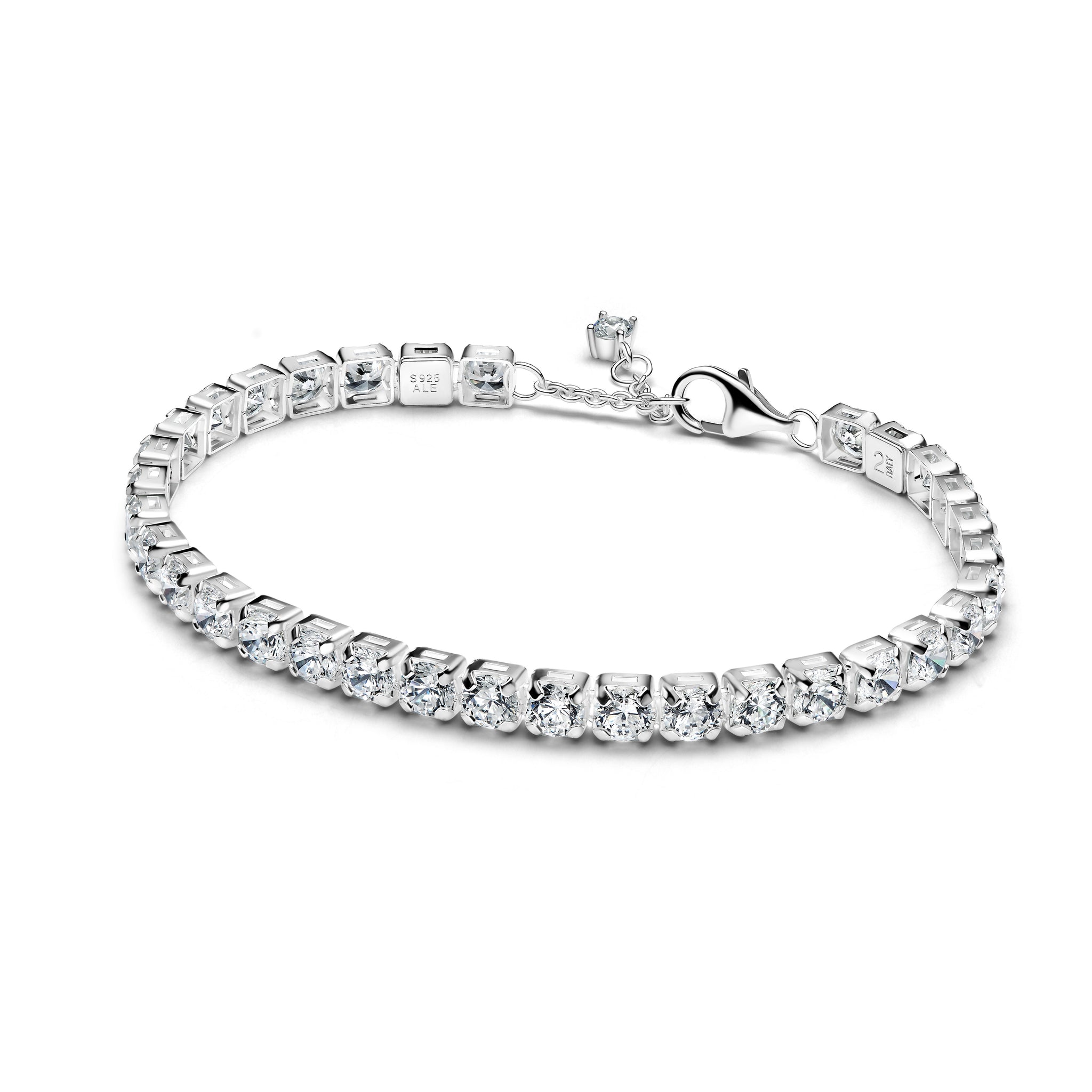 Sterling Silver Tennis Bracelet With Clear Cubic Zirconia