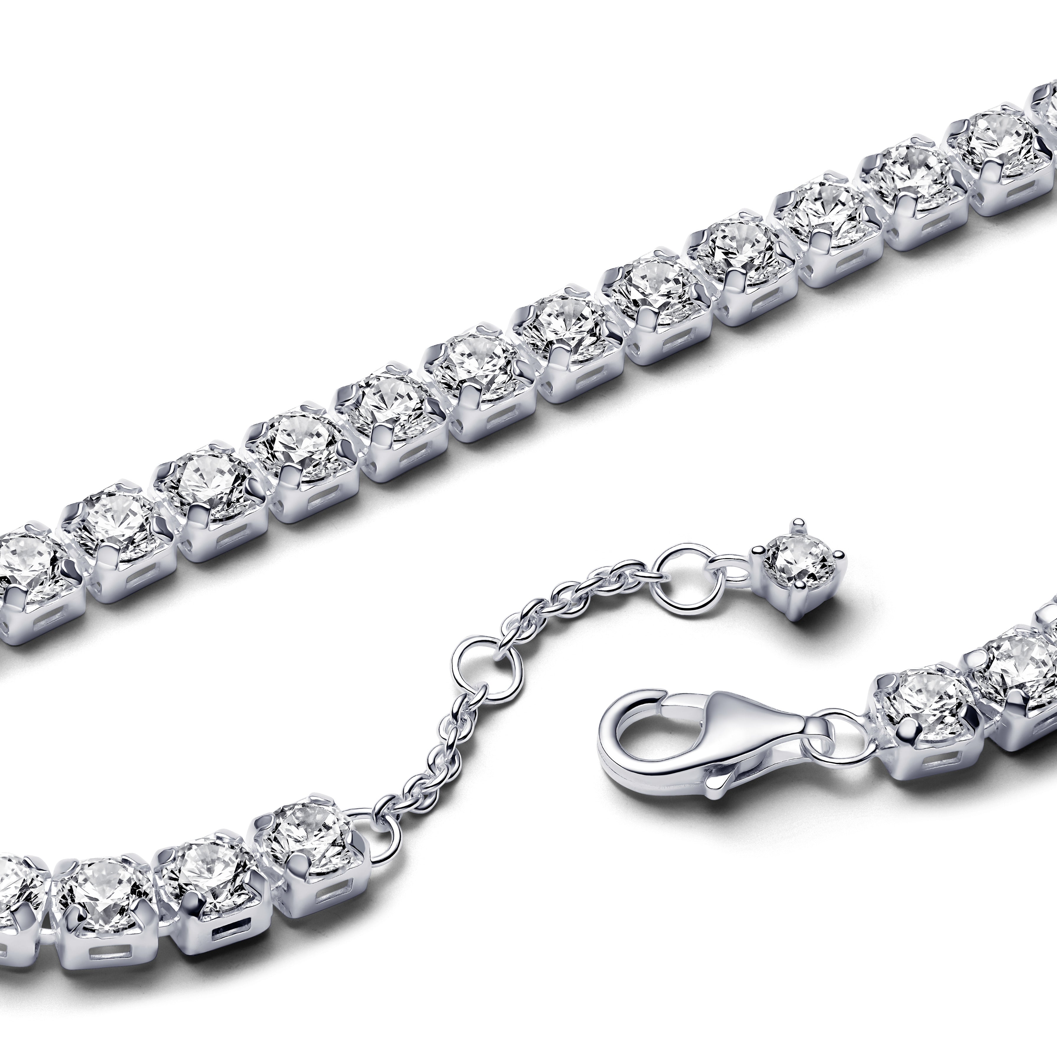 Sterling Silver Tennis Bracelet With Clear Cubic Zirconia