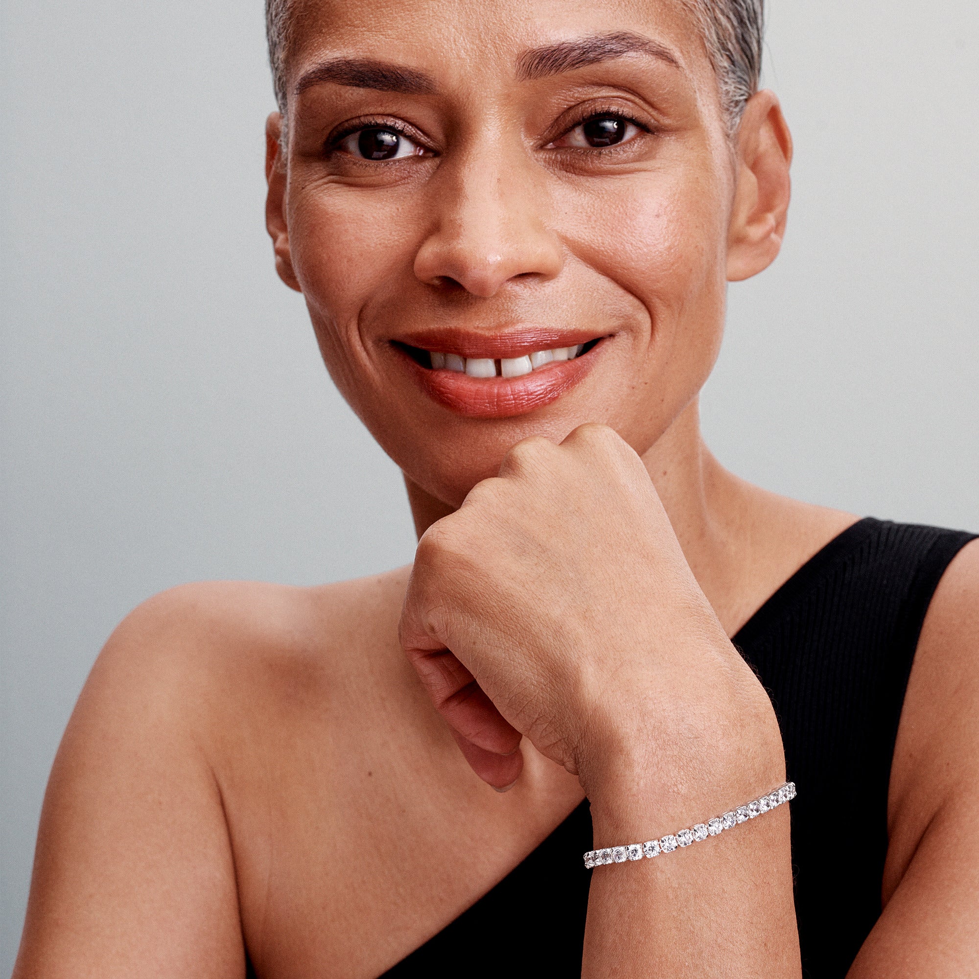 Sterling Silver Tennis Bracelet With Clear Cubic Zirconia