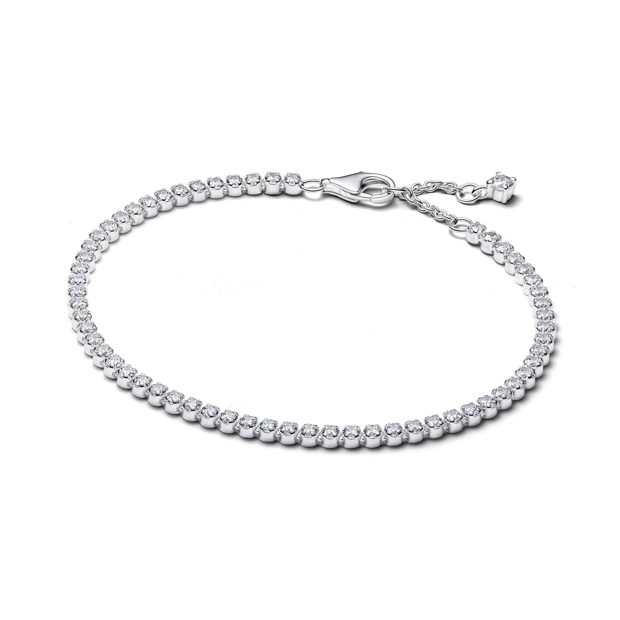 Sterling Silver Tennis Bracelet With Clear Cubic Zirconia