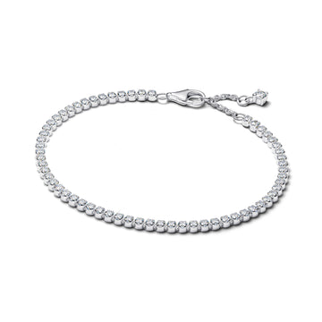 Sterling Silver Tennis Bracelet With Clear Cubic Zirconia