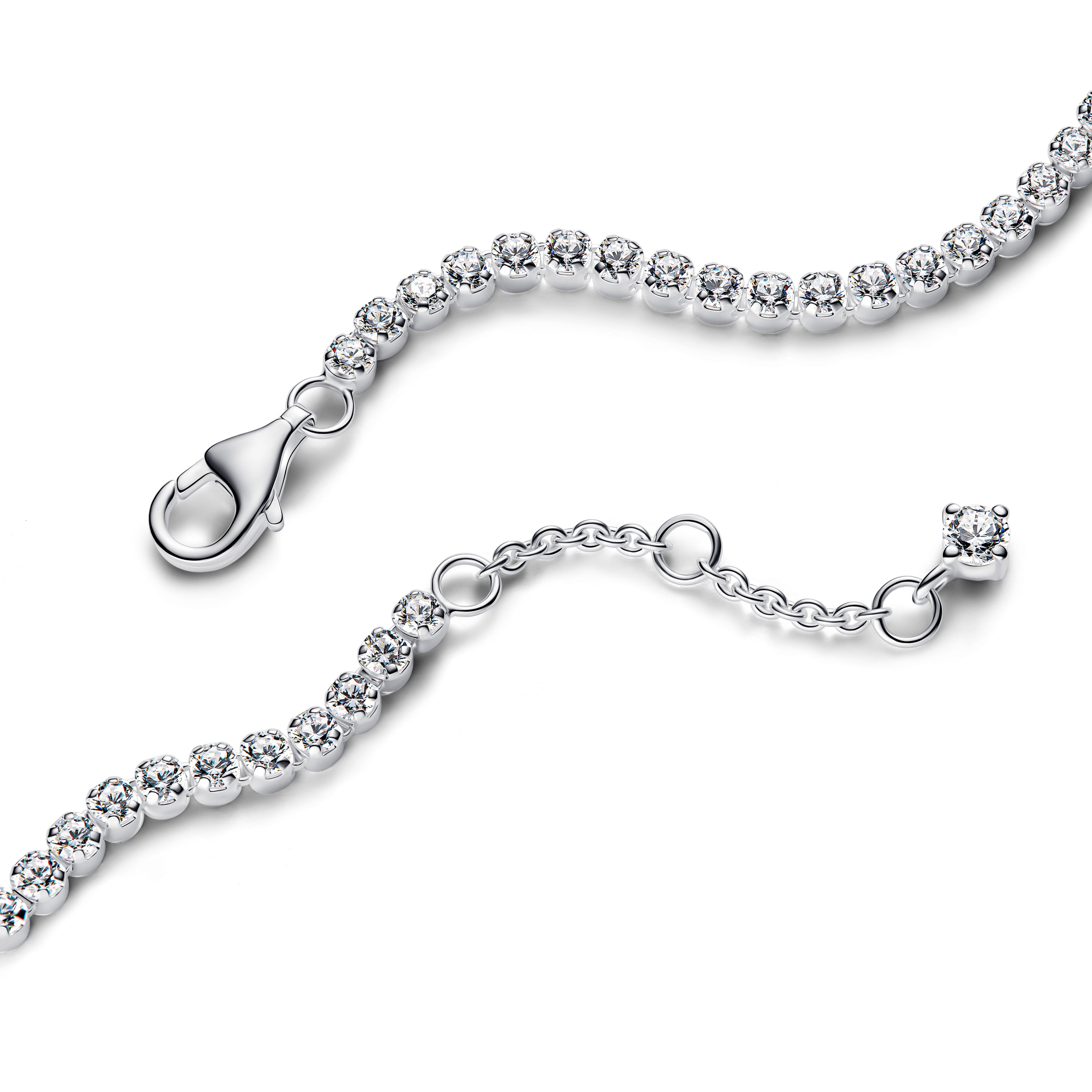 Sterling Silver Tennis Bracelet With Clear Cubic Zirconia