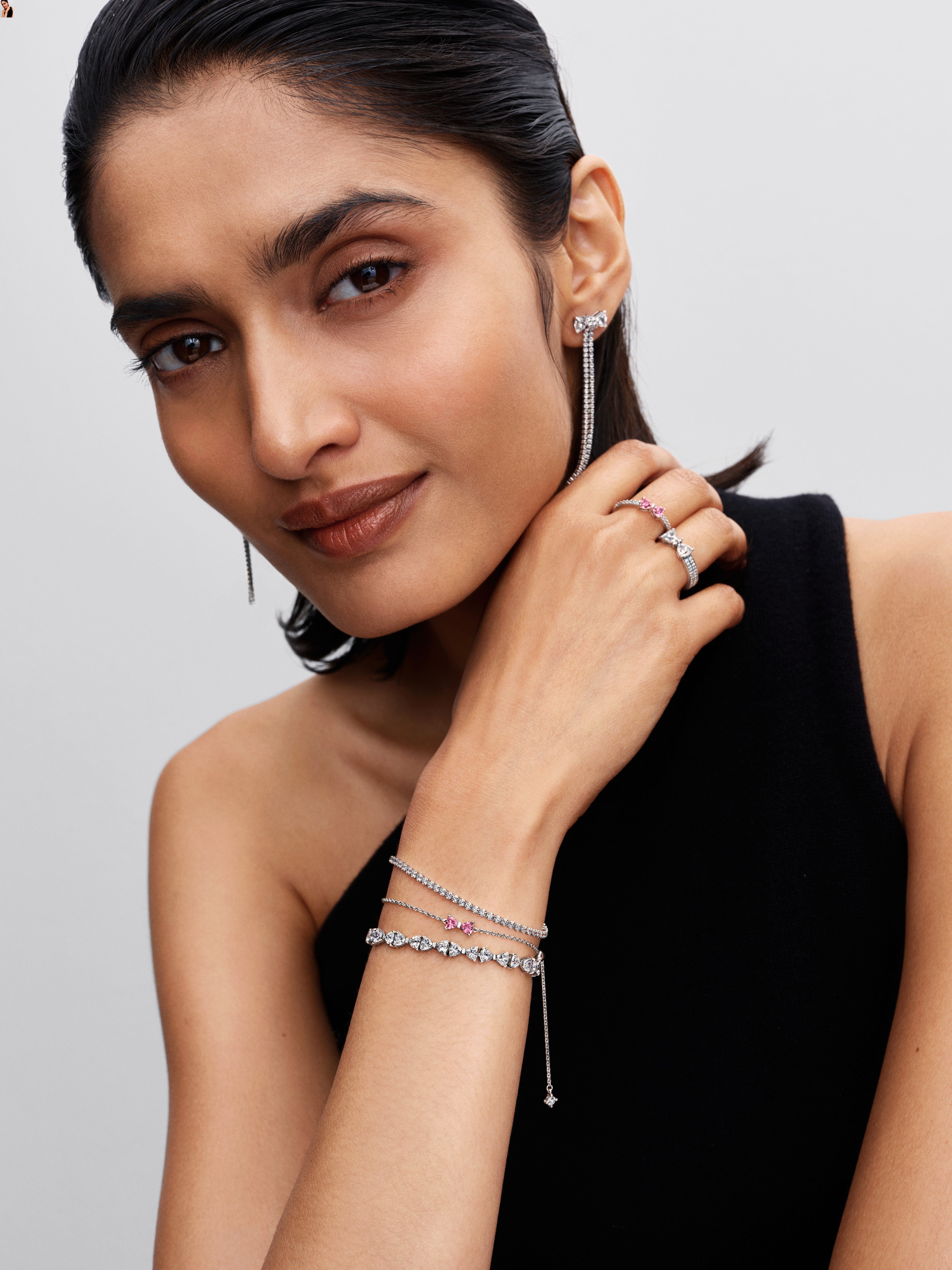 Sterling Silver Tennis Bracelet With Clear Cubic Zirconia