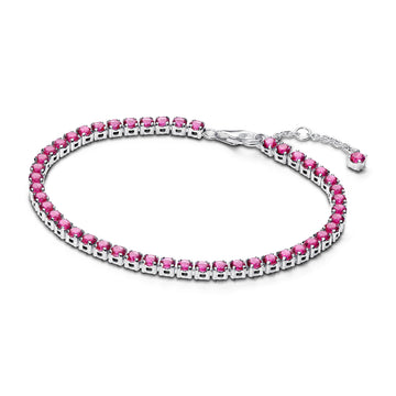 Sterling Silver Tennis Bracelet With Dark Phlox Pink Crystal