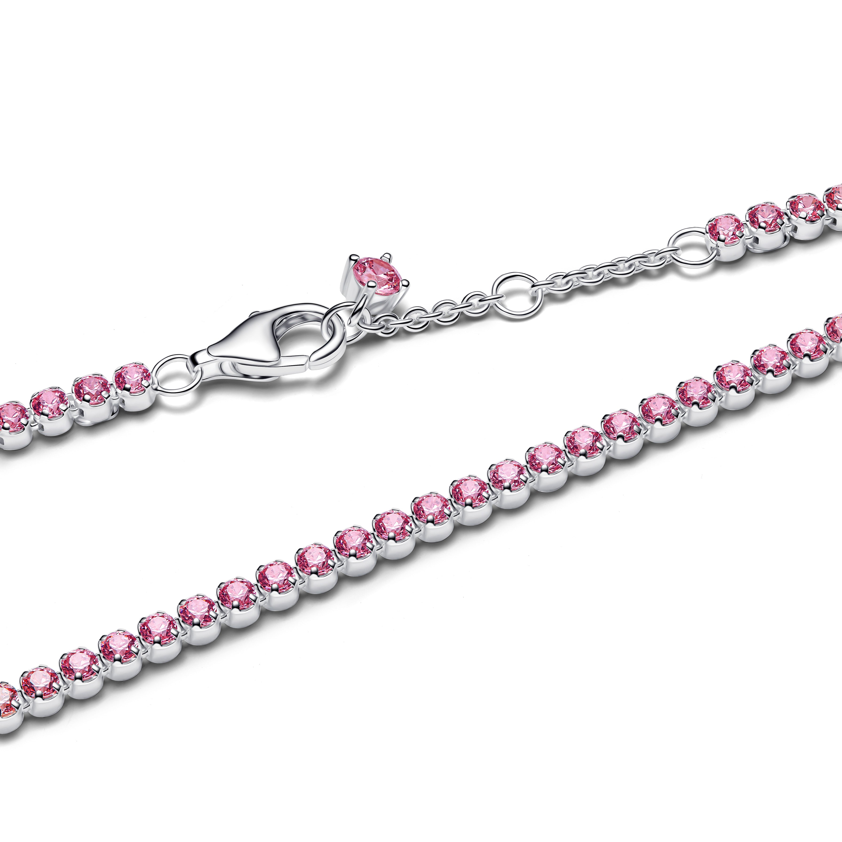Sterling Silver Tennis Bracelet With Fancy Pink Cubic Zirconia
