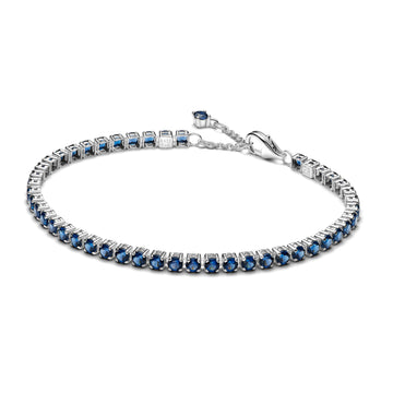 Sterling Silver Tennis Bracelet With Royal Blue Crystal