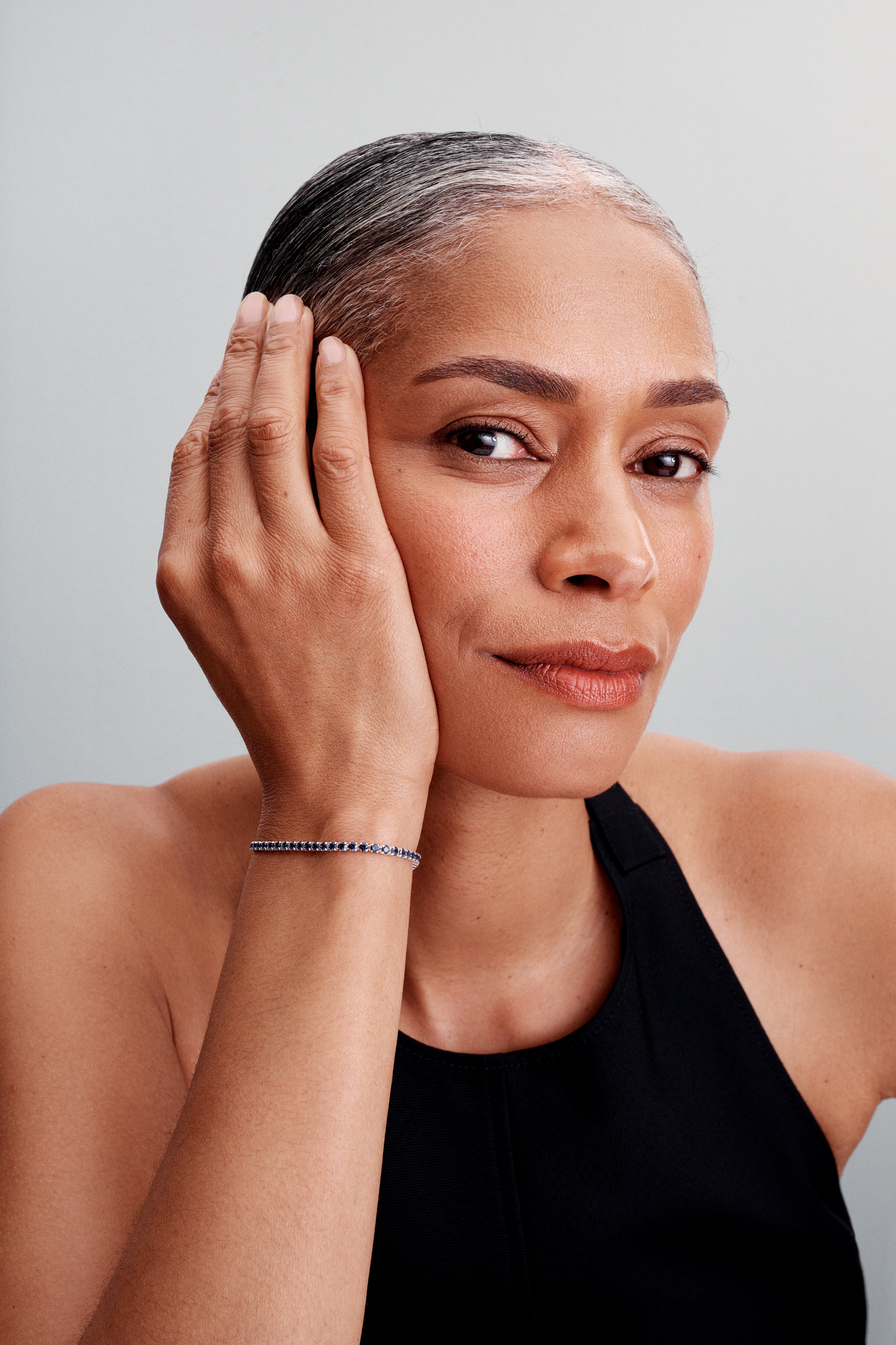 Sterling Silver Tennis Bracelet With Royal Blue Crystal