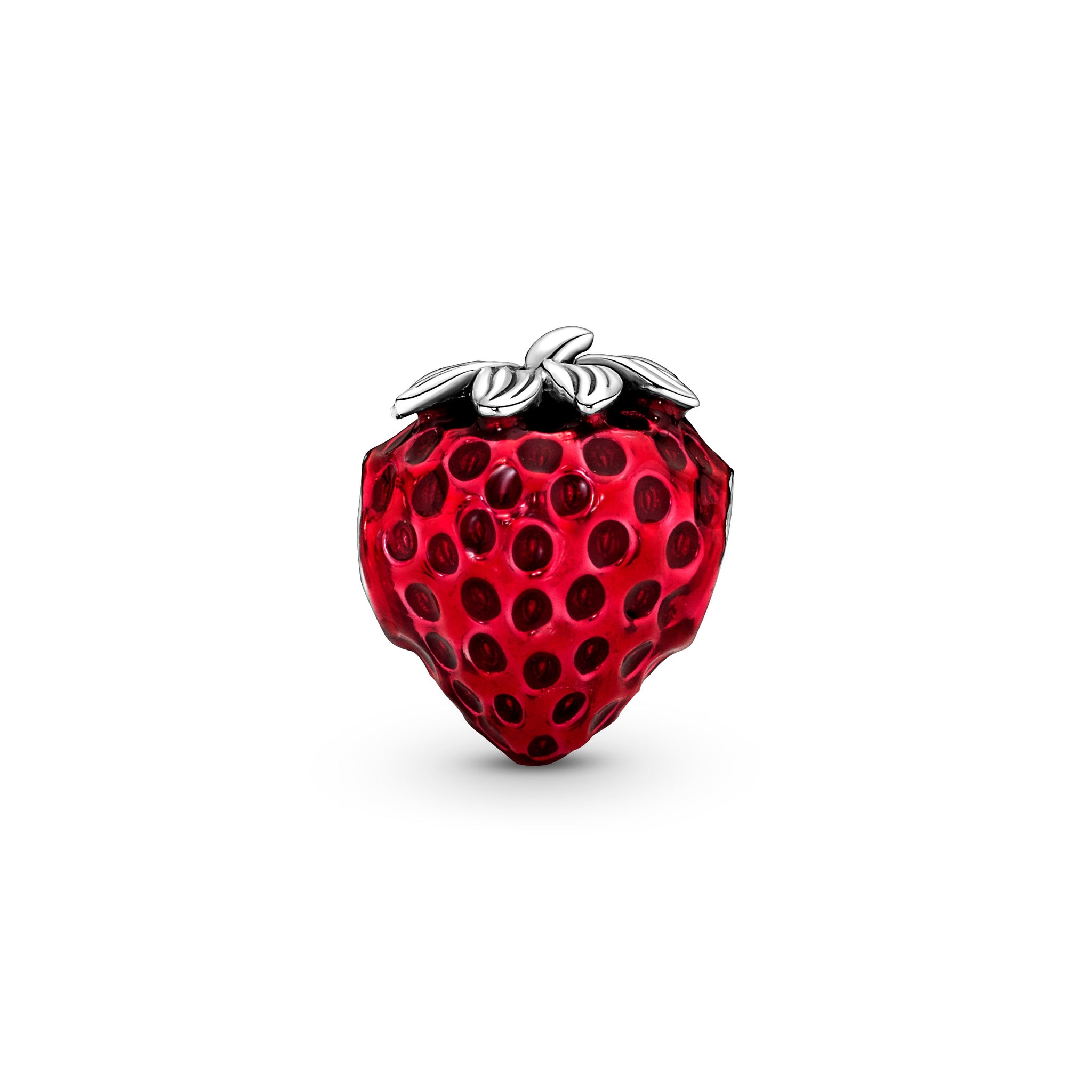 Strawberry Sterling Silver Charm With Transparent Red Enamel