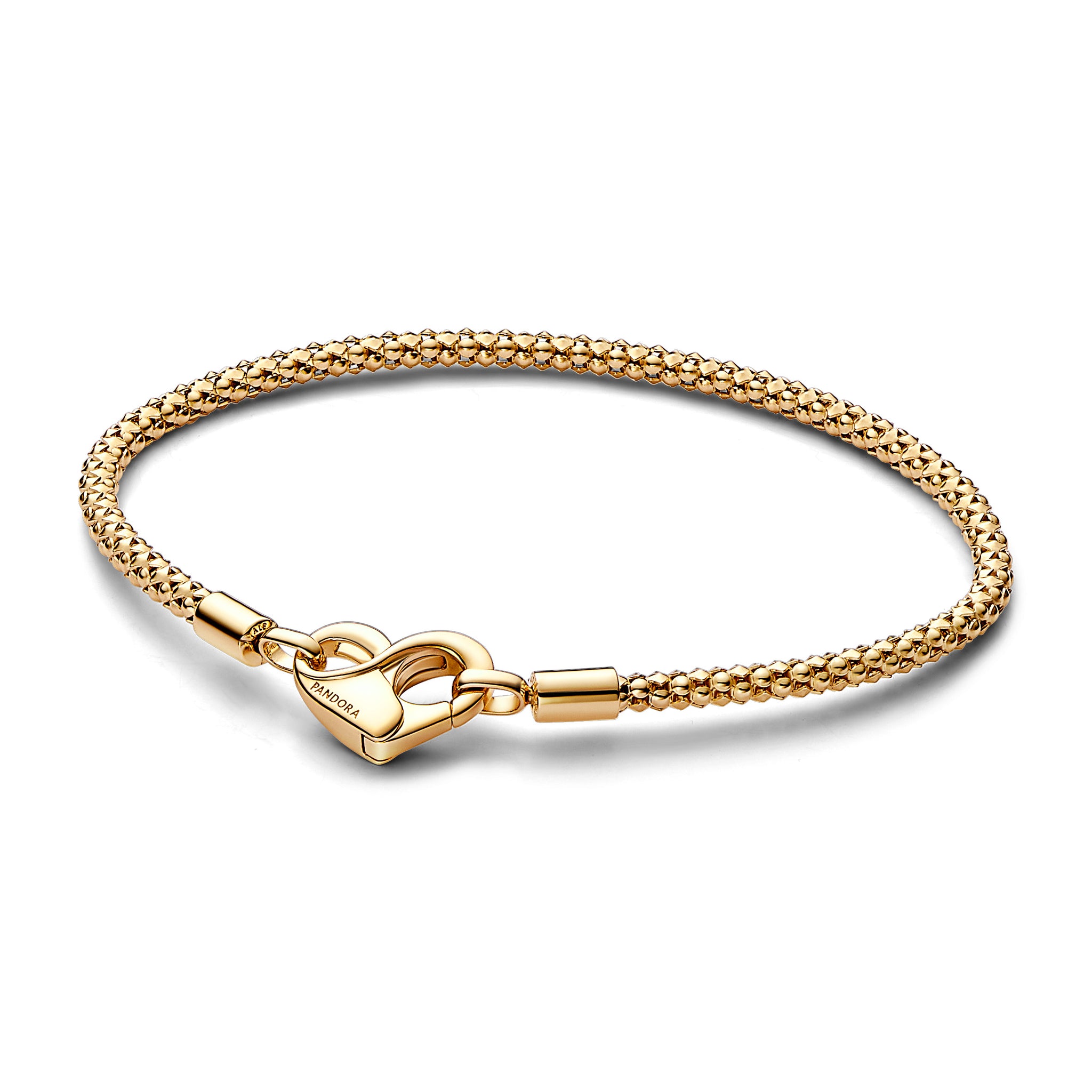 Studded Chain 14K Gold-Plated Bracelet With Heart Clasp