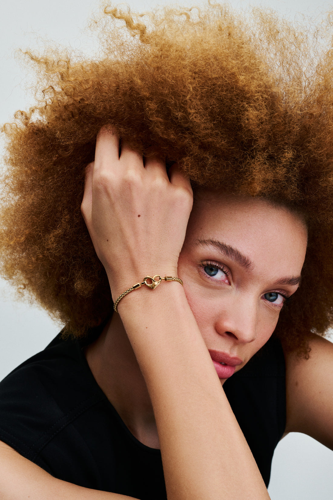 Studded Chain 14K Gold-Plated Bracelet With Heart Clasp