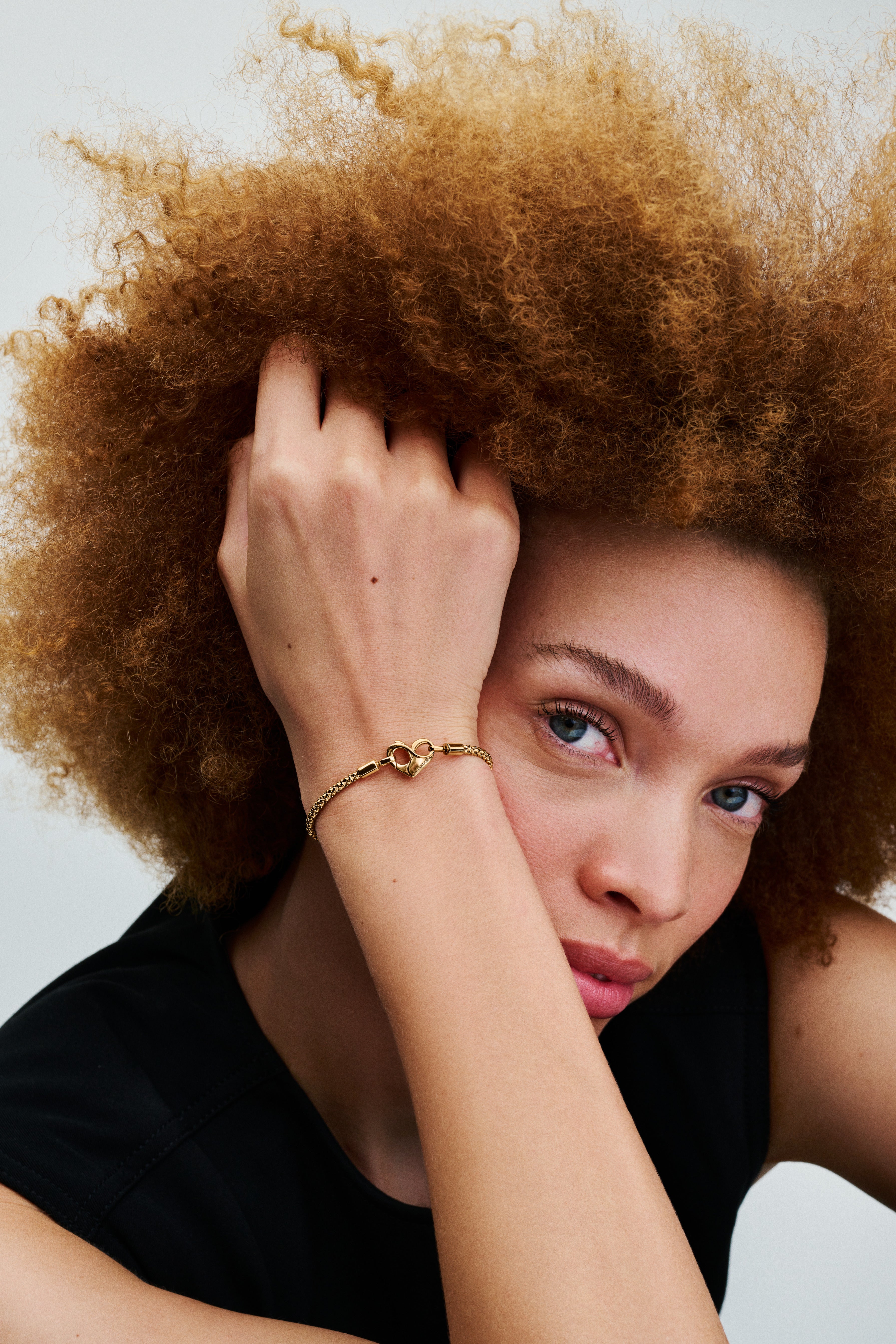 Studded Chain 14K Gold-Plated Bracelet With Heart Clasp