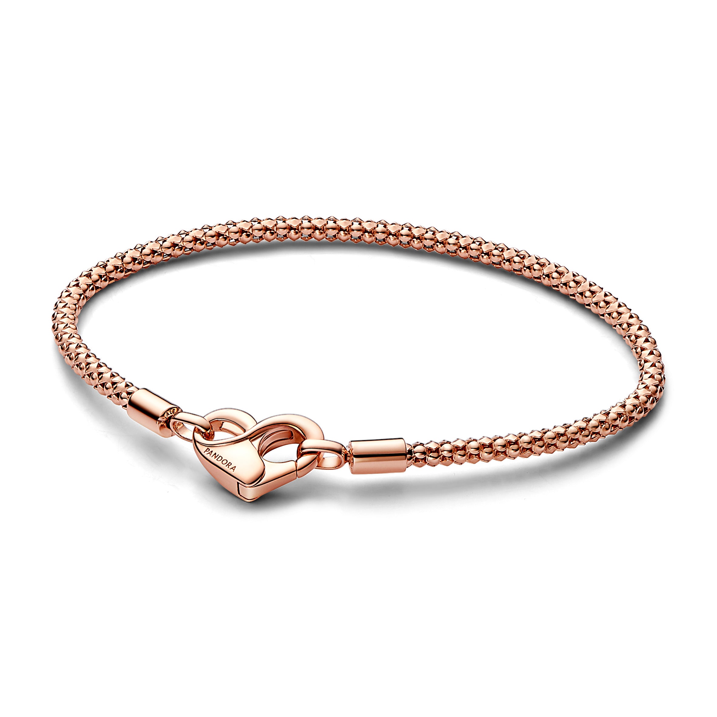 Studded Chain 14K Rose Gold-Plated Bracelet With Heart Clasp