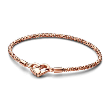 Studded Chain 14K Rose Gold-Plated Bracelet With Heart Clasp
