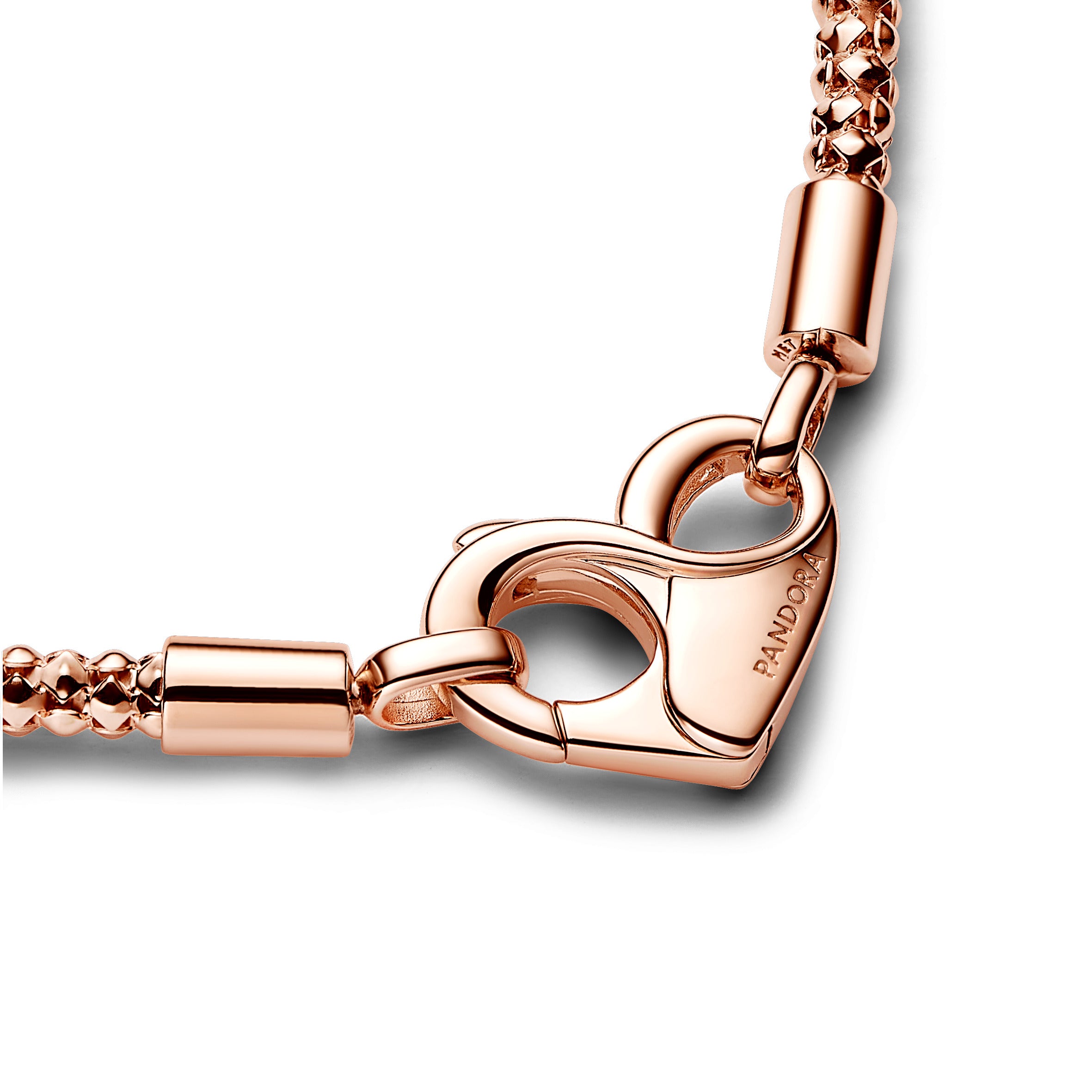 Studded Chain 14K Rose Gold-Plated Bracelet With Heart Clasp