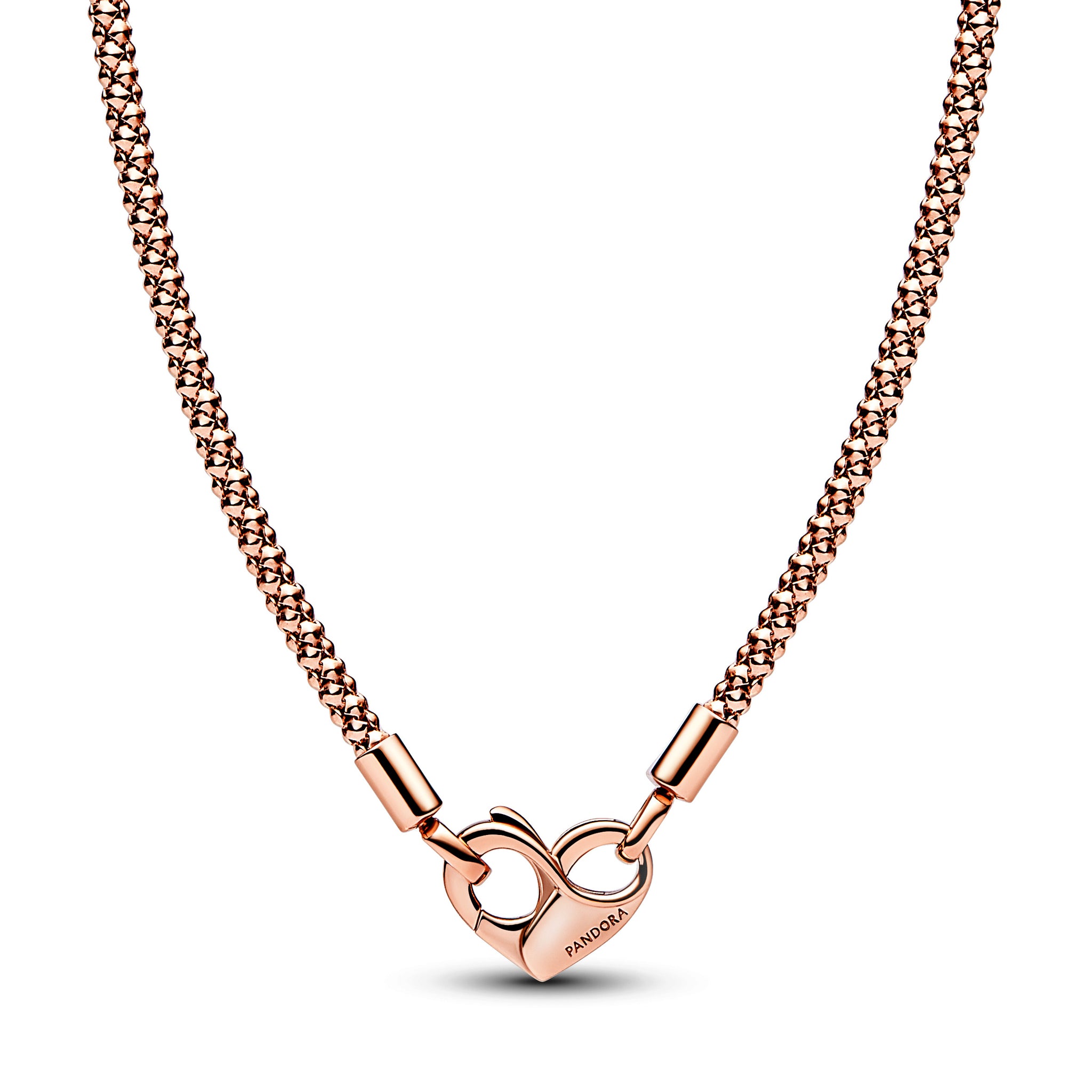 Studded Chain 14K Rose Gold-Plated Necklace With Heart Clasp