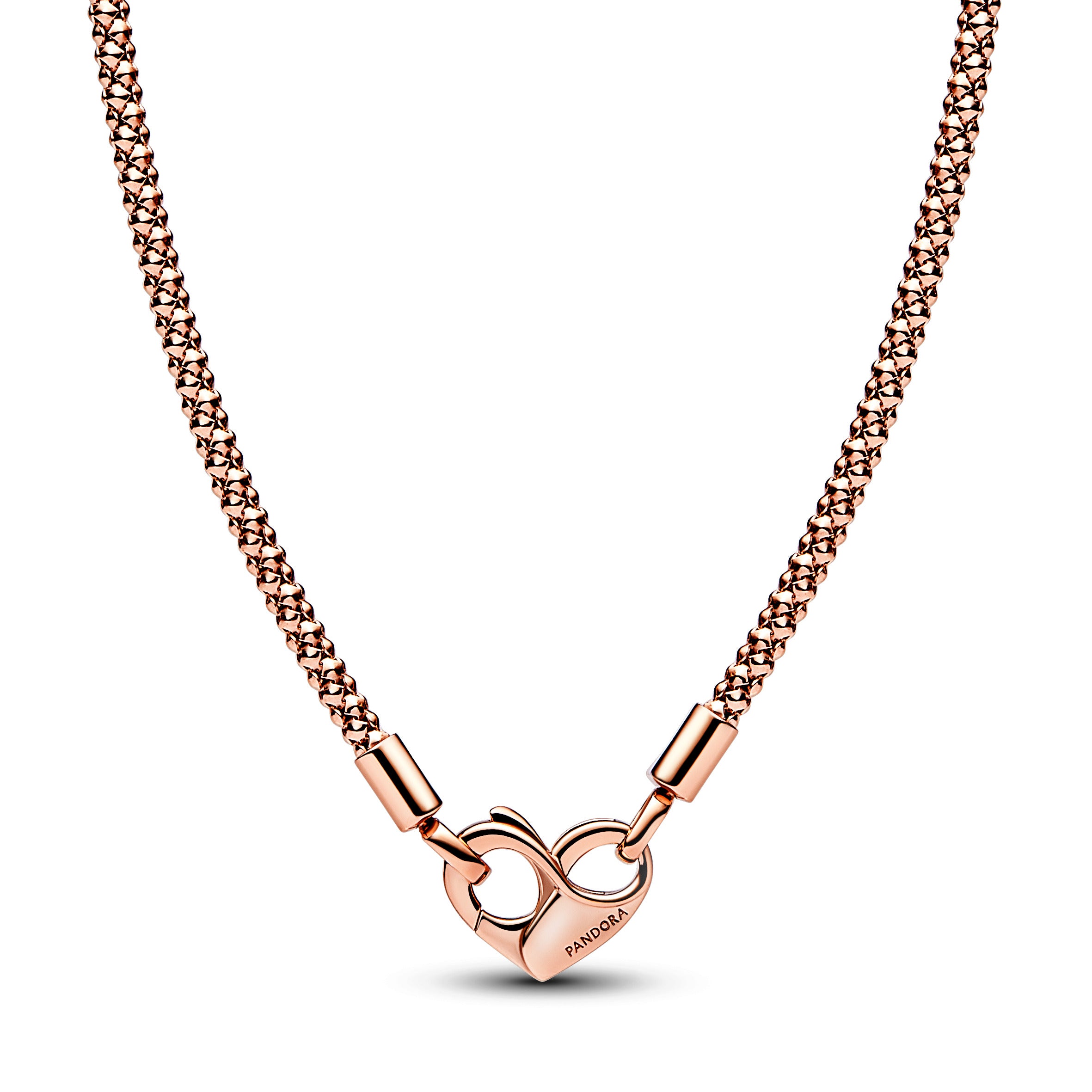 Studded Chain 14K Rose Gold-Plated Necklace With Heart Clasp