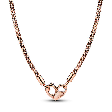 Studded Chain 14K Rose Gold-Plated Necklace With Heart Clasp