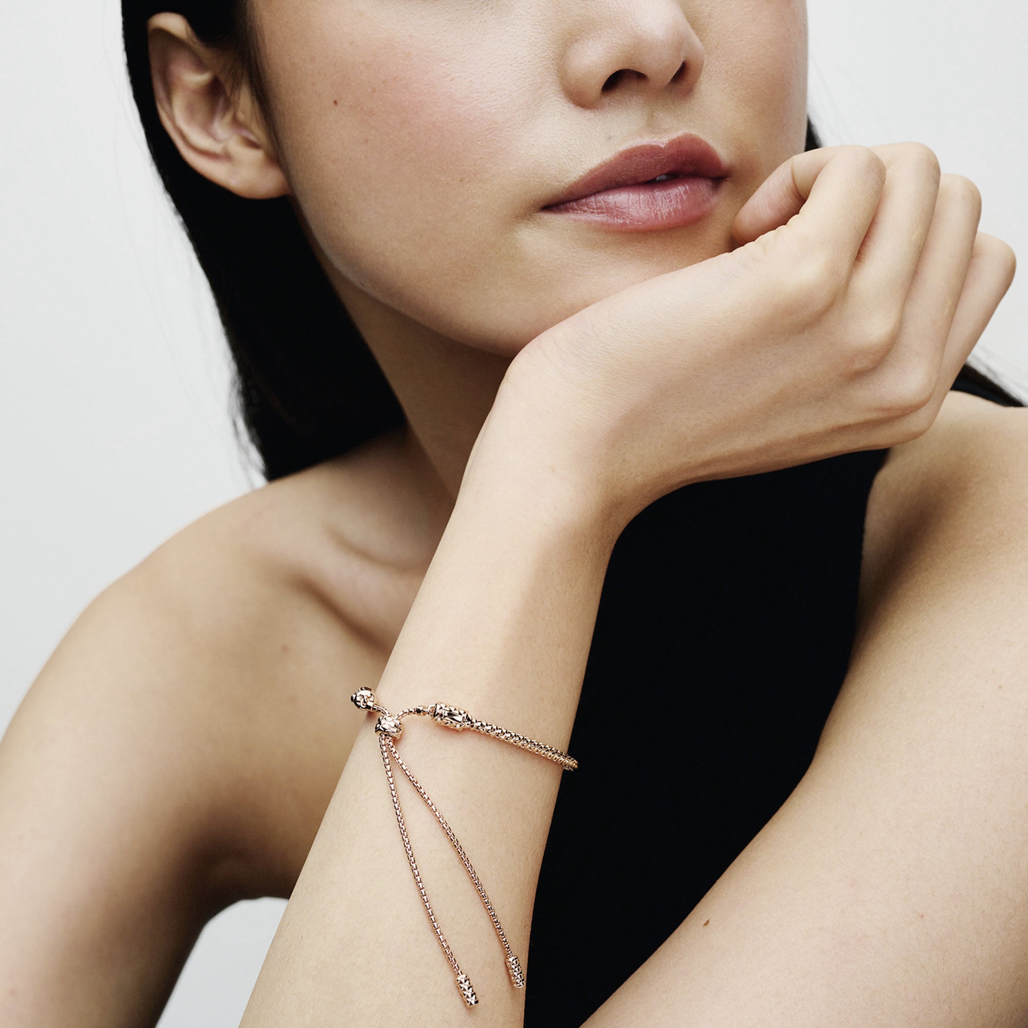 Studded Chain 14K Rose Gold-Plated Sliding Bracelet