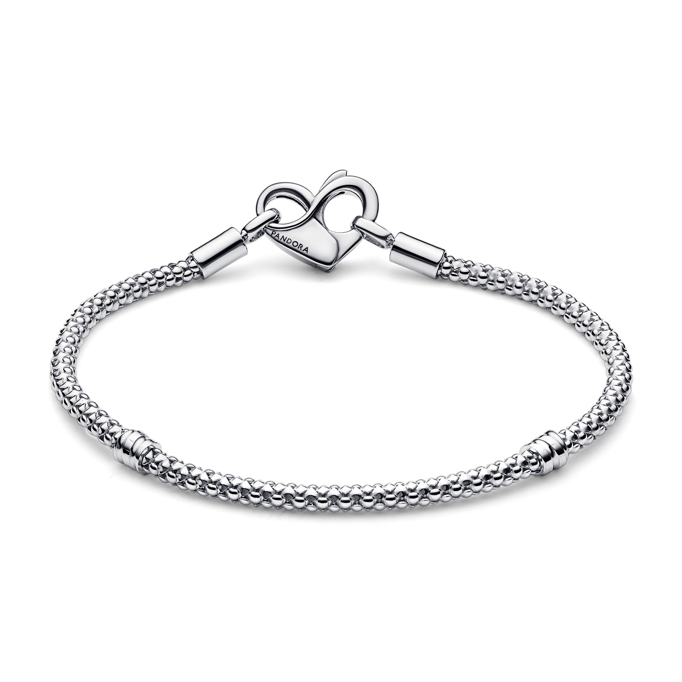 Studded Chain Sterling Silver Bracelet With Heart Clasp